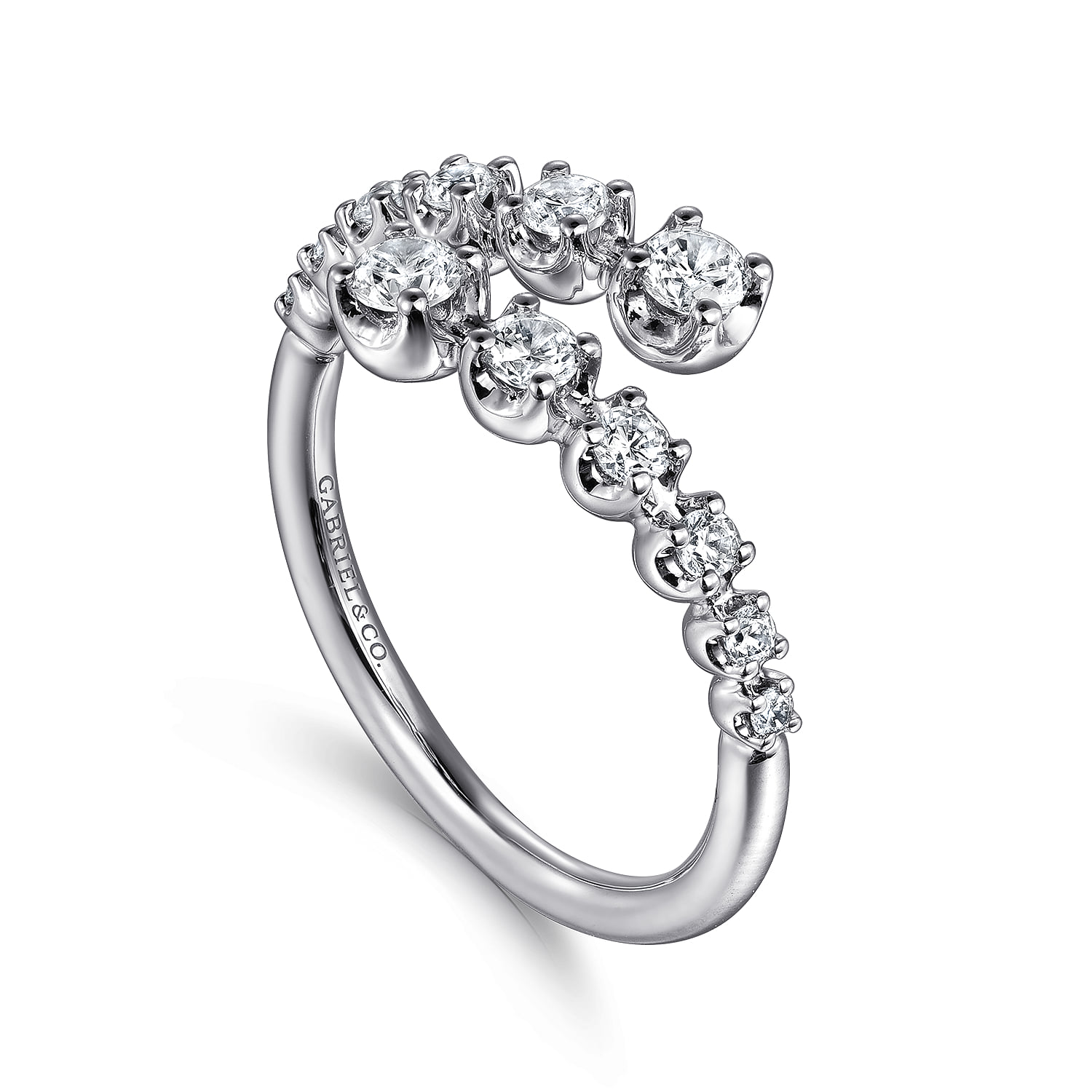 Diamond Bypass Ring in 14K White Gold, photograph 3
