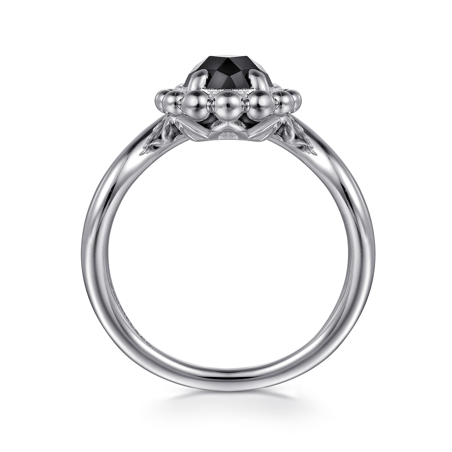 Bujukan Pear Shape Onyx Chevron Ring in Sterling Silver, photograph 2