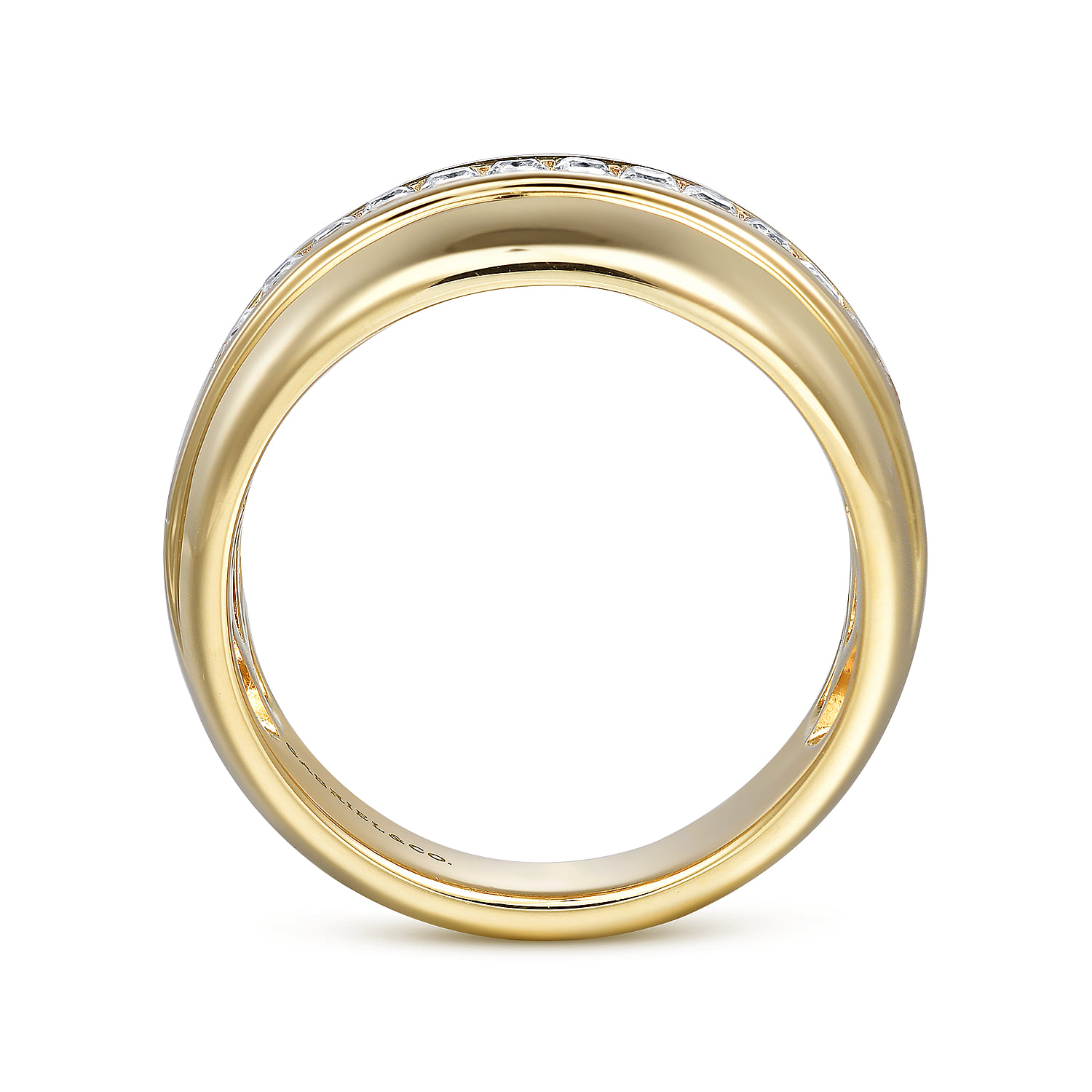 Diamond Wide Band Ring in 14K Yellow Gold, photograph 2