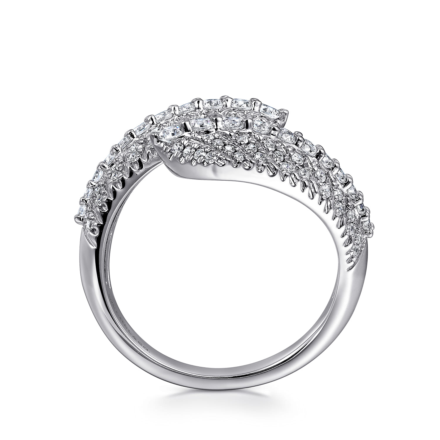 Diamond Bypass Ring in 14K White Gold, photograph 2