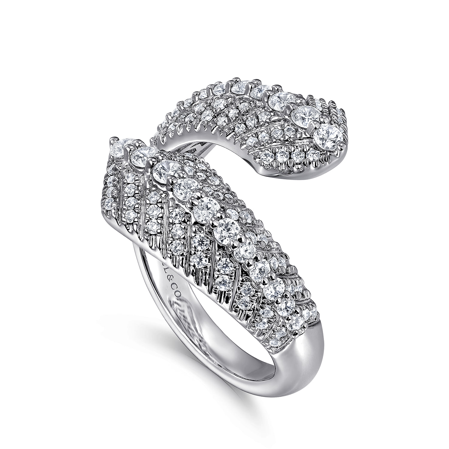 Diamond Bypass Ring in 14K White Gold, photograph 3