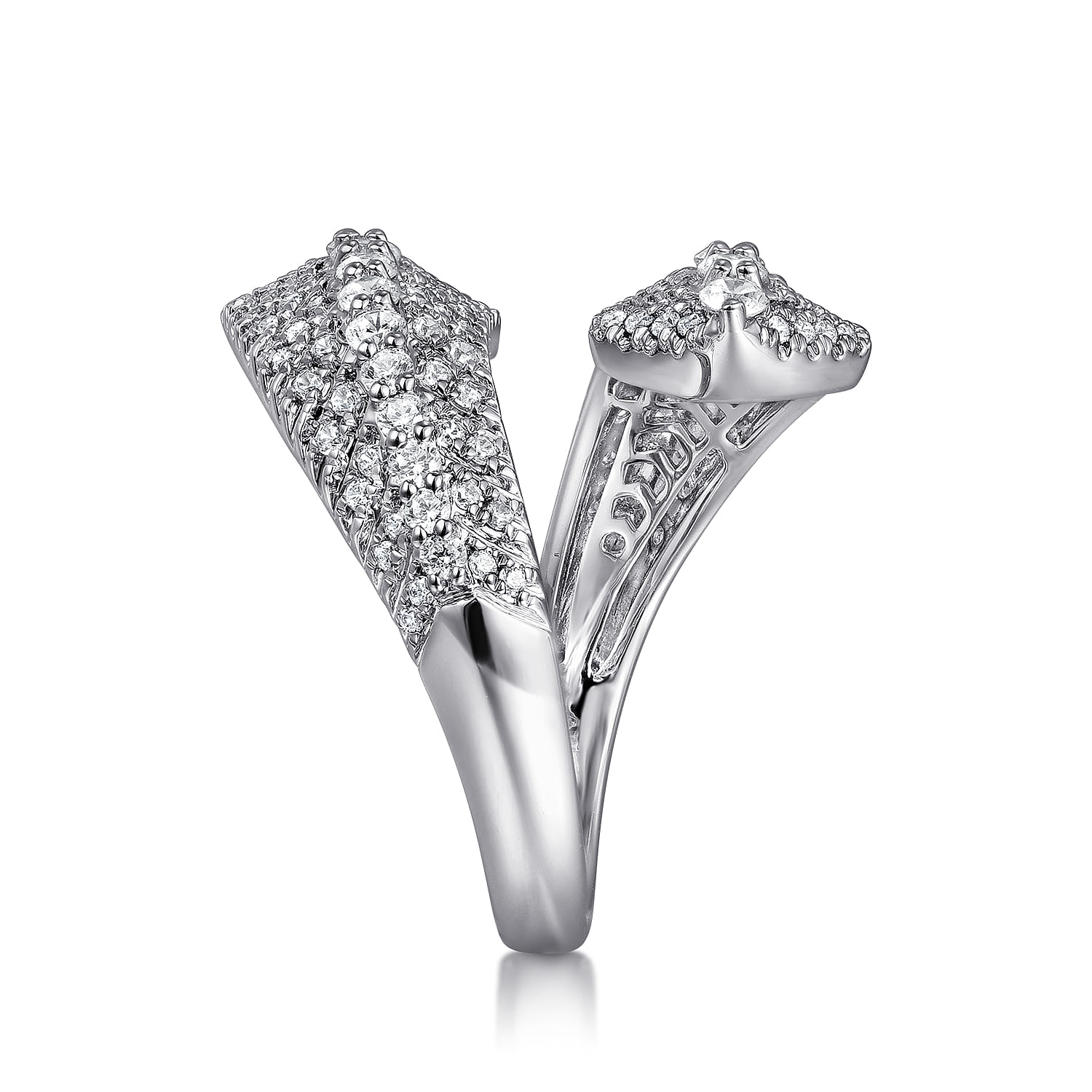 Diamond Bypass Ring in 14K White Gold, photograph 4