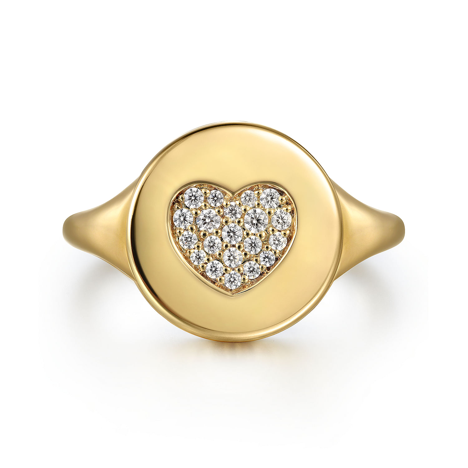 14K Yellow Gold Bujukan diamond heart Signet Ring @ $1475