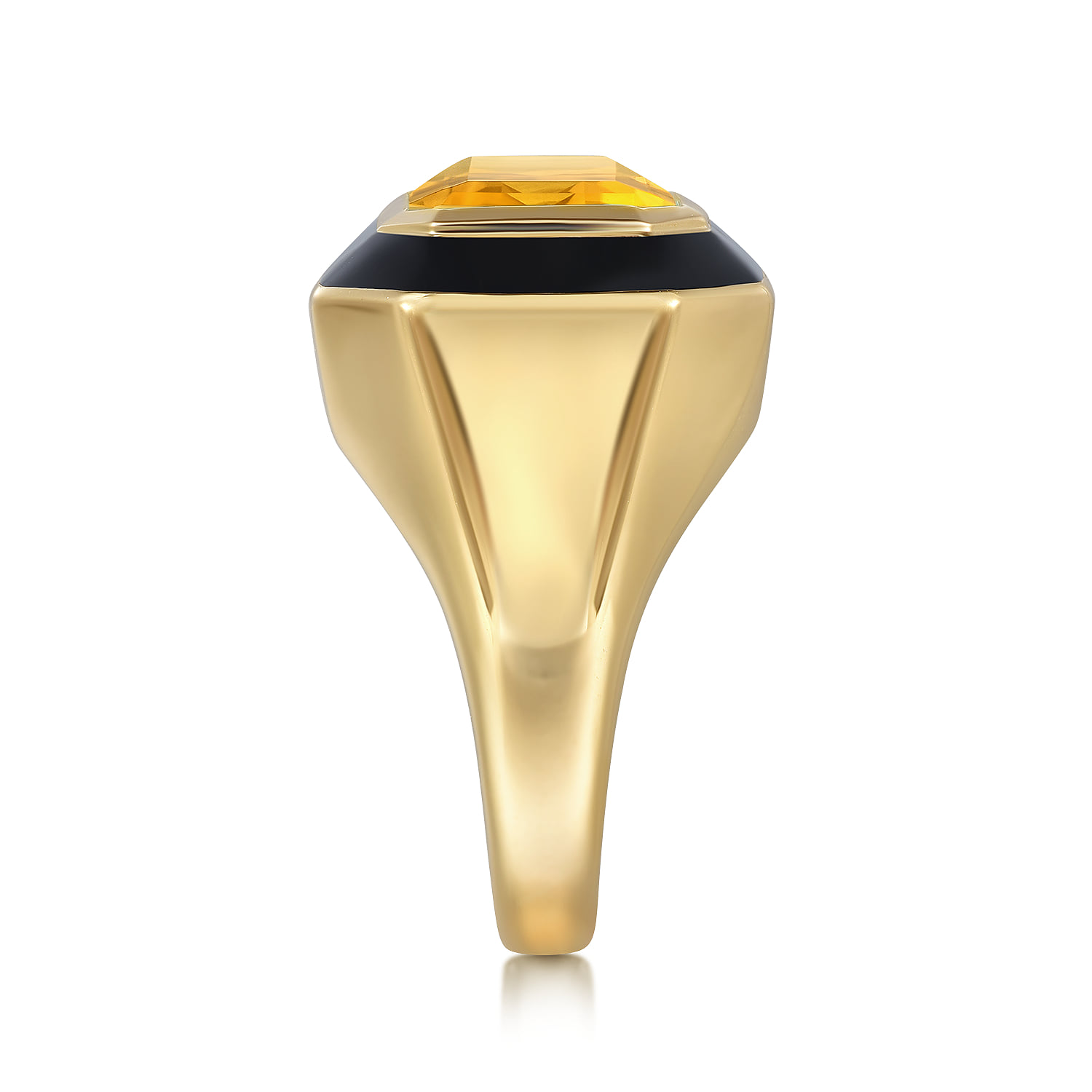 Citrine Cocktail Ring with Black Enamel in 14K Yellow Gold, photograph 4