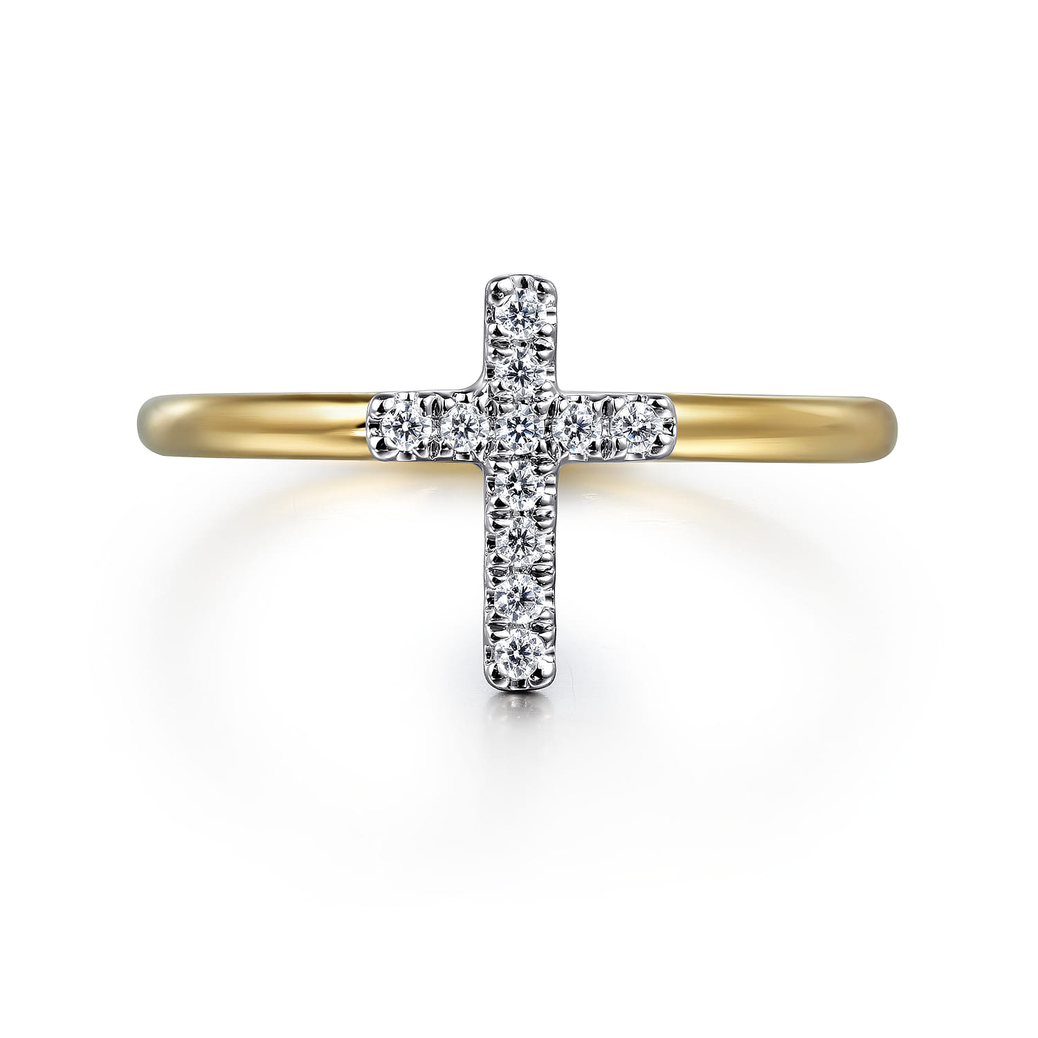 Diamond Cross Ladies Ring in 14K White/Yellow Gold