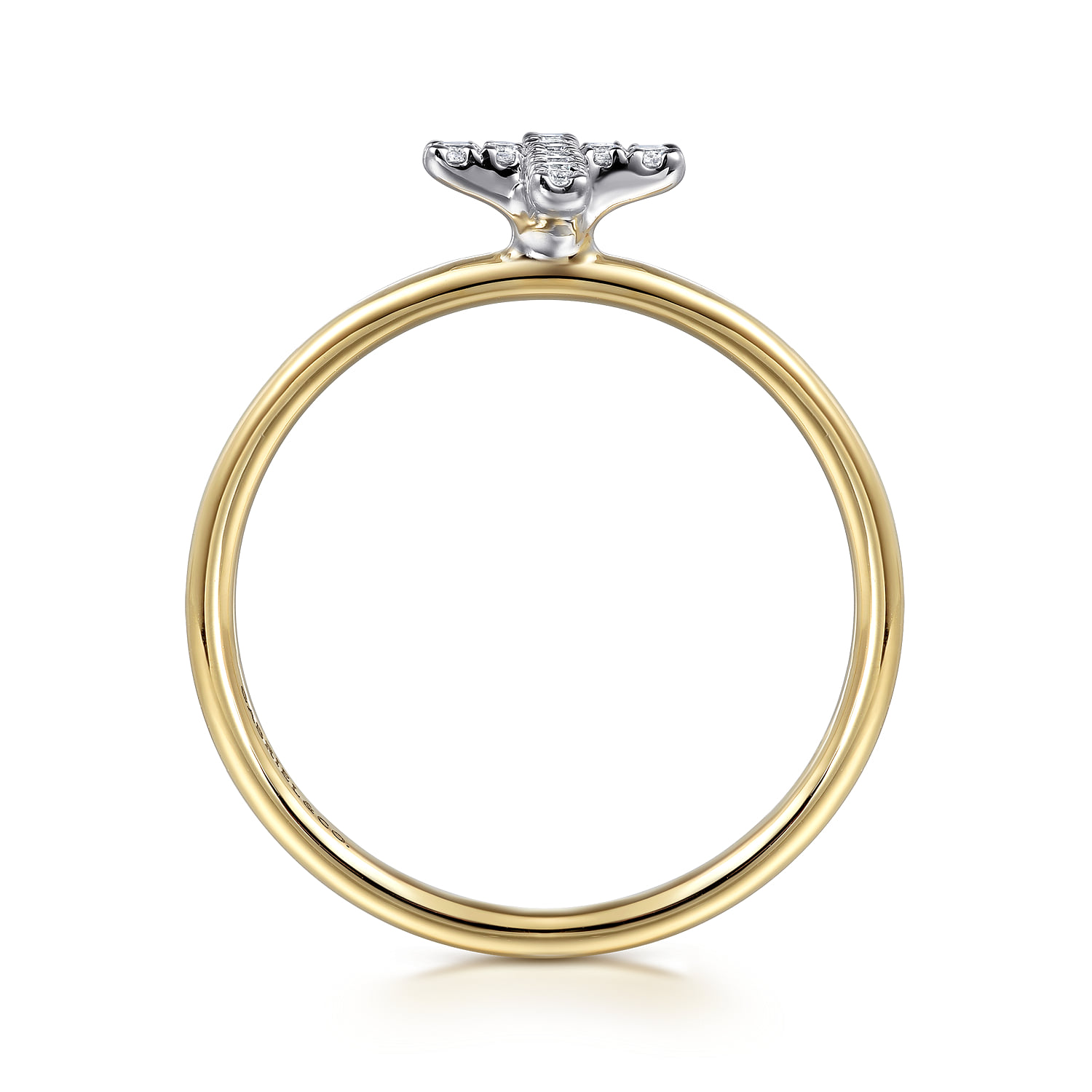 Diamond Cross Ladies Ring in 14K White/Yellow Gold, photograph 2