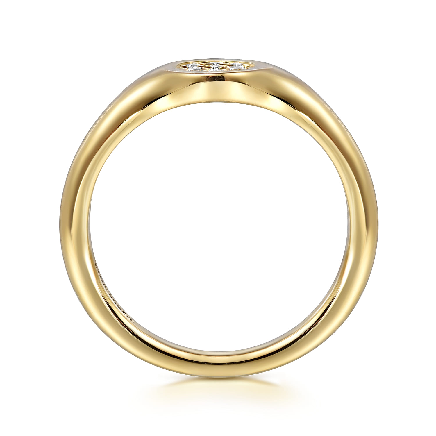 Pave Diamond Signet Promise Ring in 14K Yellow Gold, photograph 2