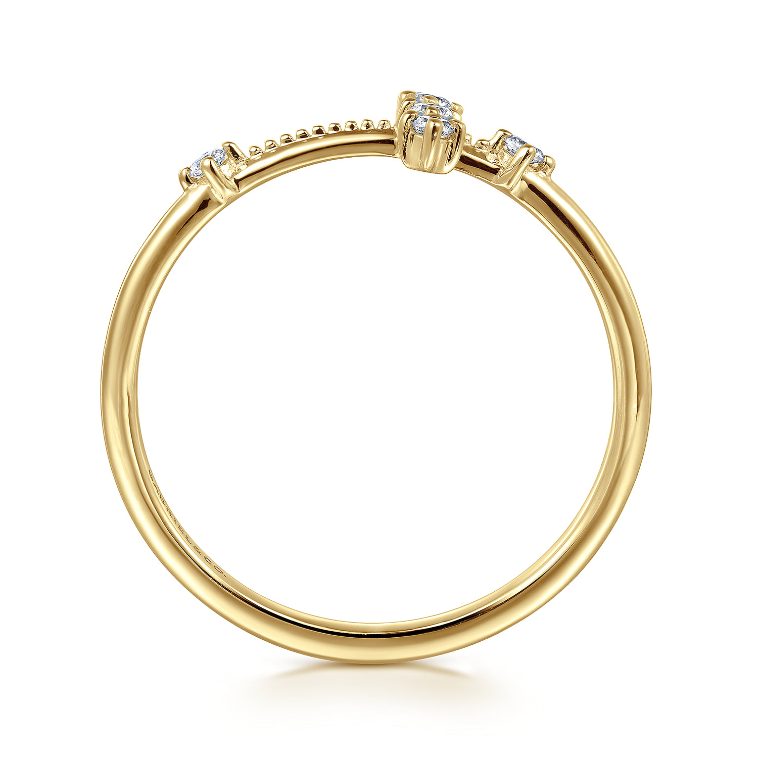 Cross Ring Diamond 0.08ct in 14K Yellow Gold, photograph 2