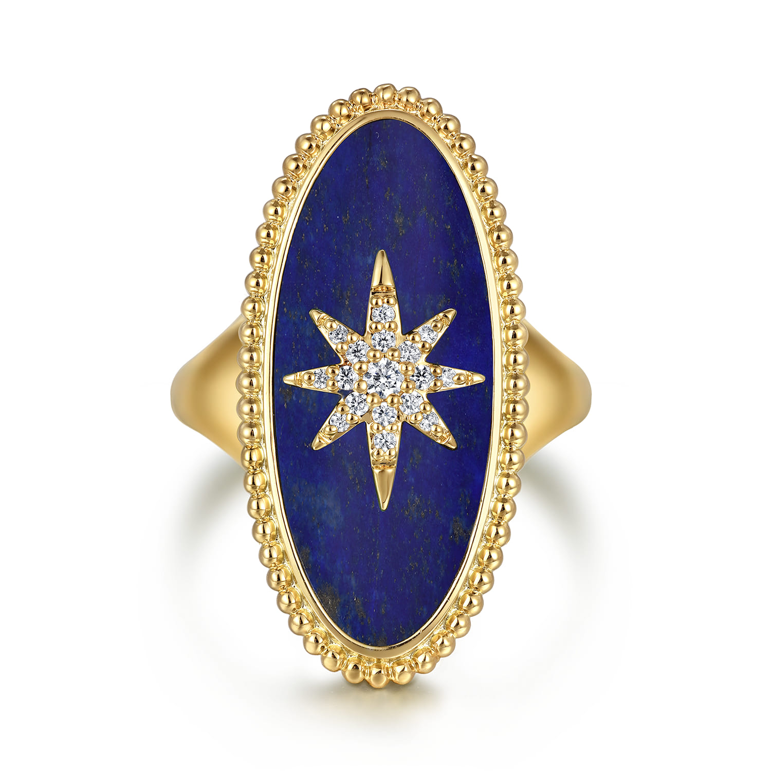 Bujukan Elongated Oval Lapis Inlay Starburst Signet Ring