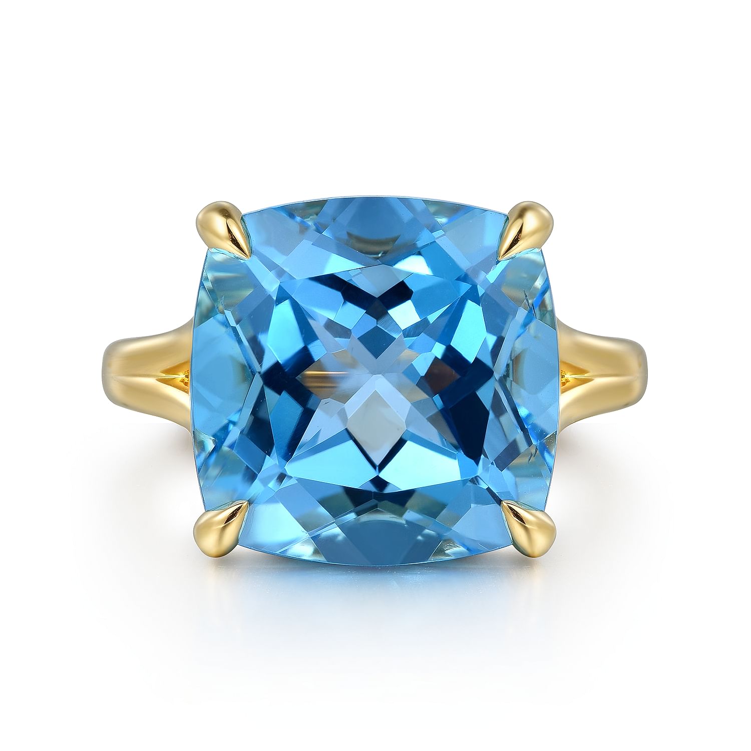 Cushion Cut London Blue Topaz Engagement Ring, 14K Gold-Topaz-Moissanite Wedding Ring, Solitaire Blue Topaz selling Ring, Anniversary Gift for Her