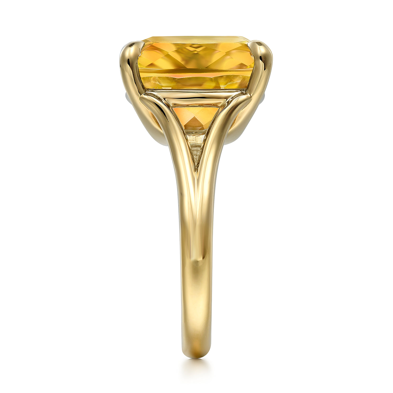 Cushion Cut Citrine Ladies Ring in 14K Yellow Gold, photograph 4