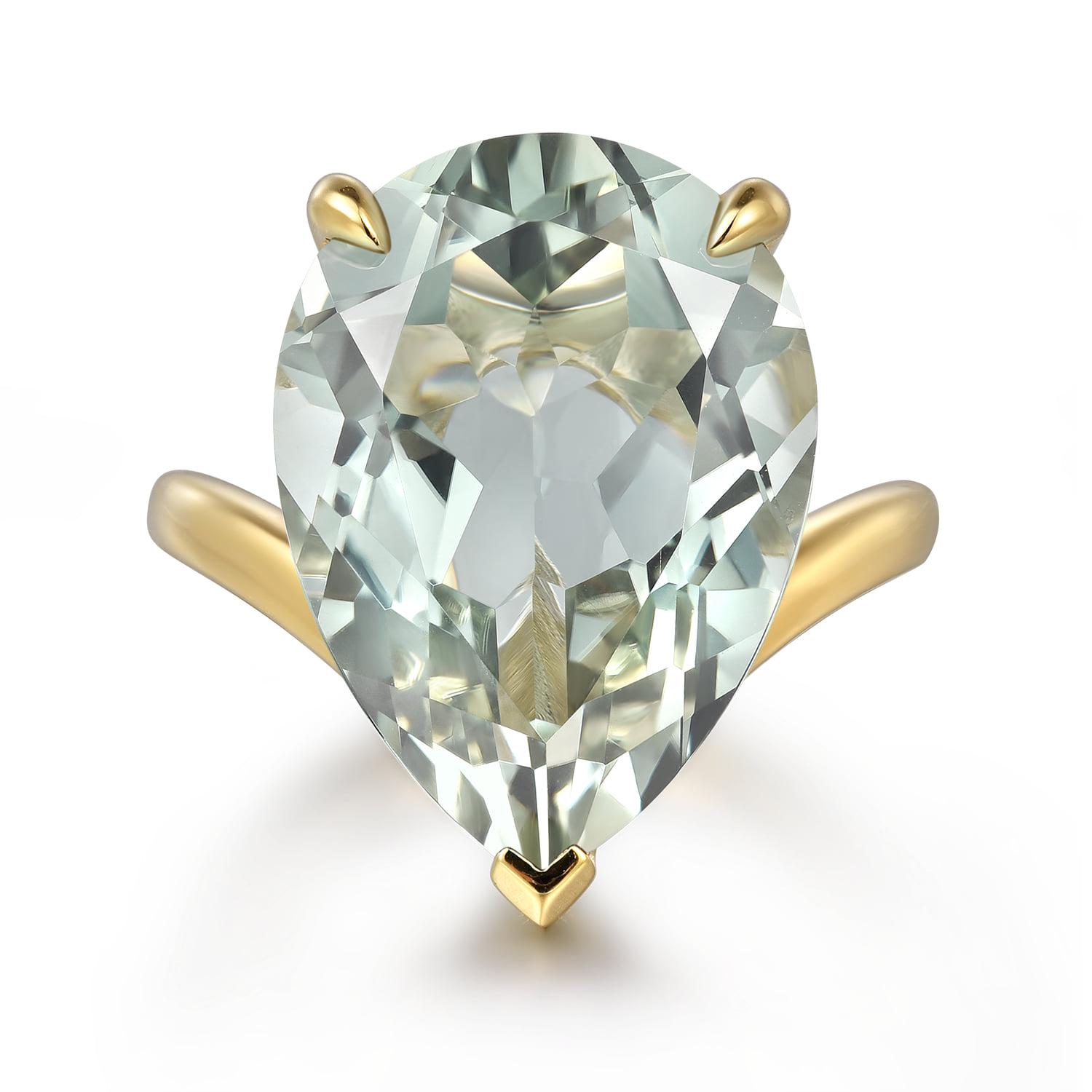 Green Amethyst Pear Ladies Ring