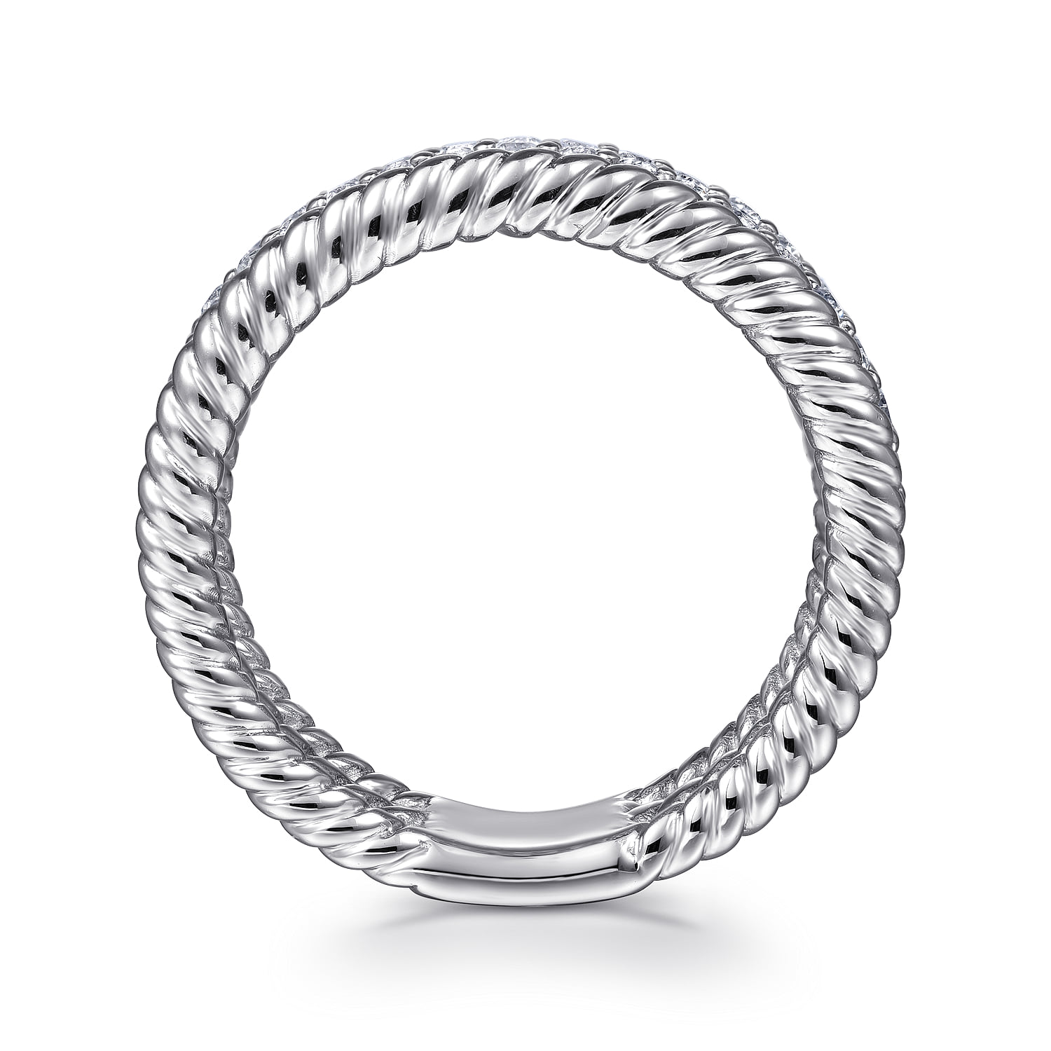 White Sapphire Hampton Easy Stacklable Band Ladies Ring in Sterling Silver, photograph 2