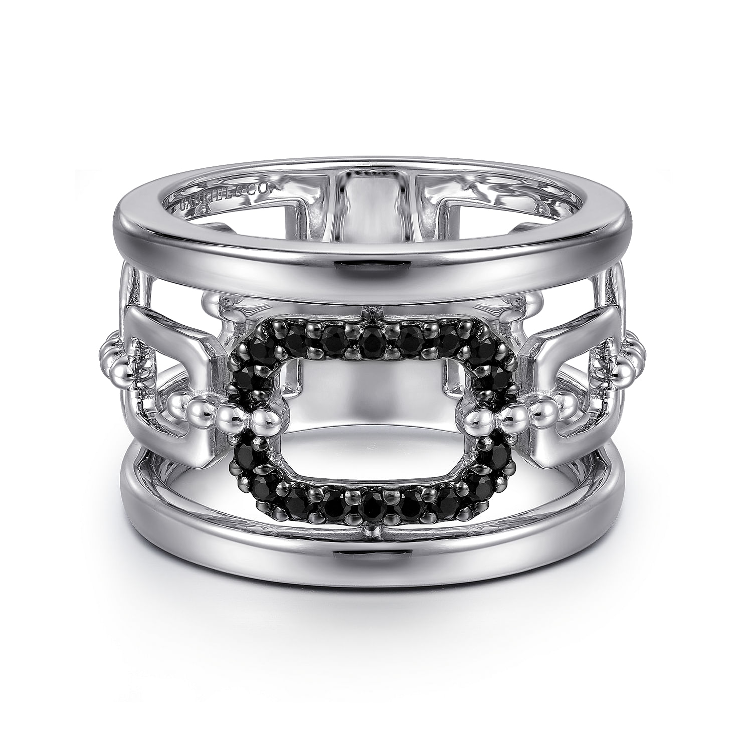 925 Sterling Silver Black Spinel Bujukan Wide Link Chain