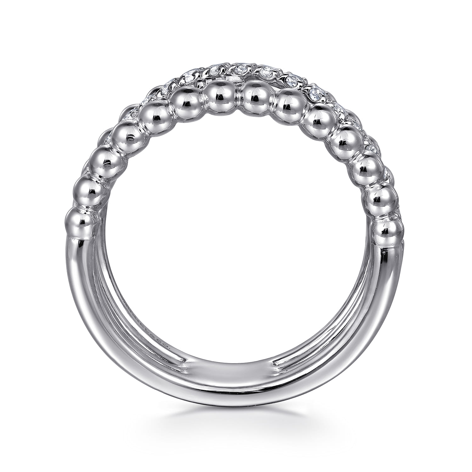 Wide Band Easy-Stack Ring White Sapphire Bujukan in Sterling Silver, photograph 2