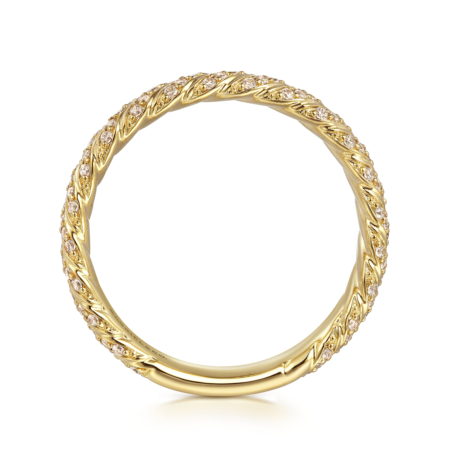 Diamond Rope Stackable Ladies Ring in 14K Yellow Gold, photograph 2