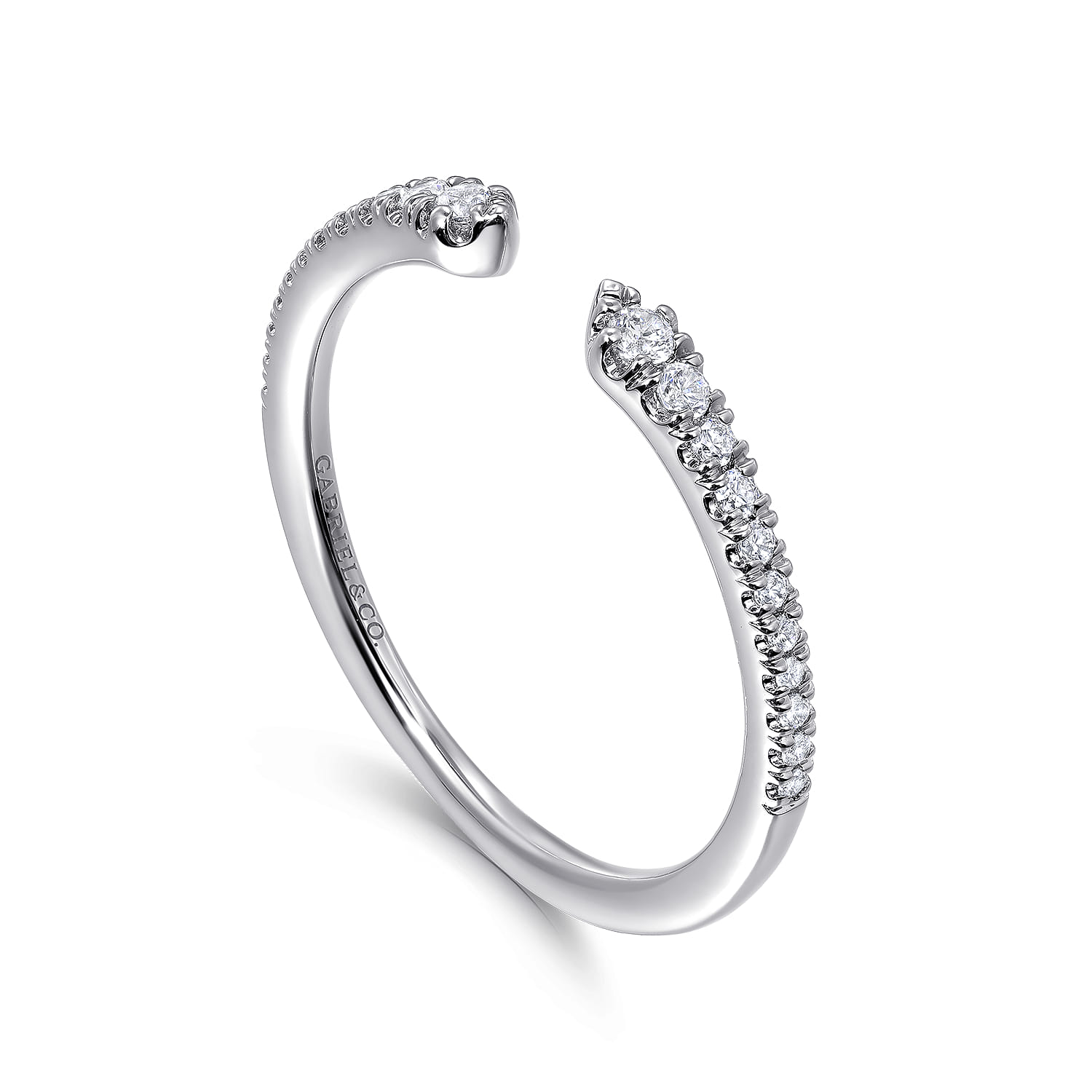 Stackable Open Ring Diamond 0.16ct in 14K White Gold, photograph 3