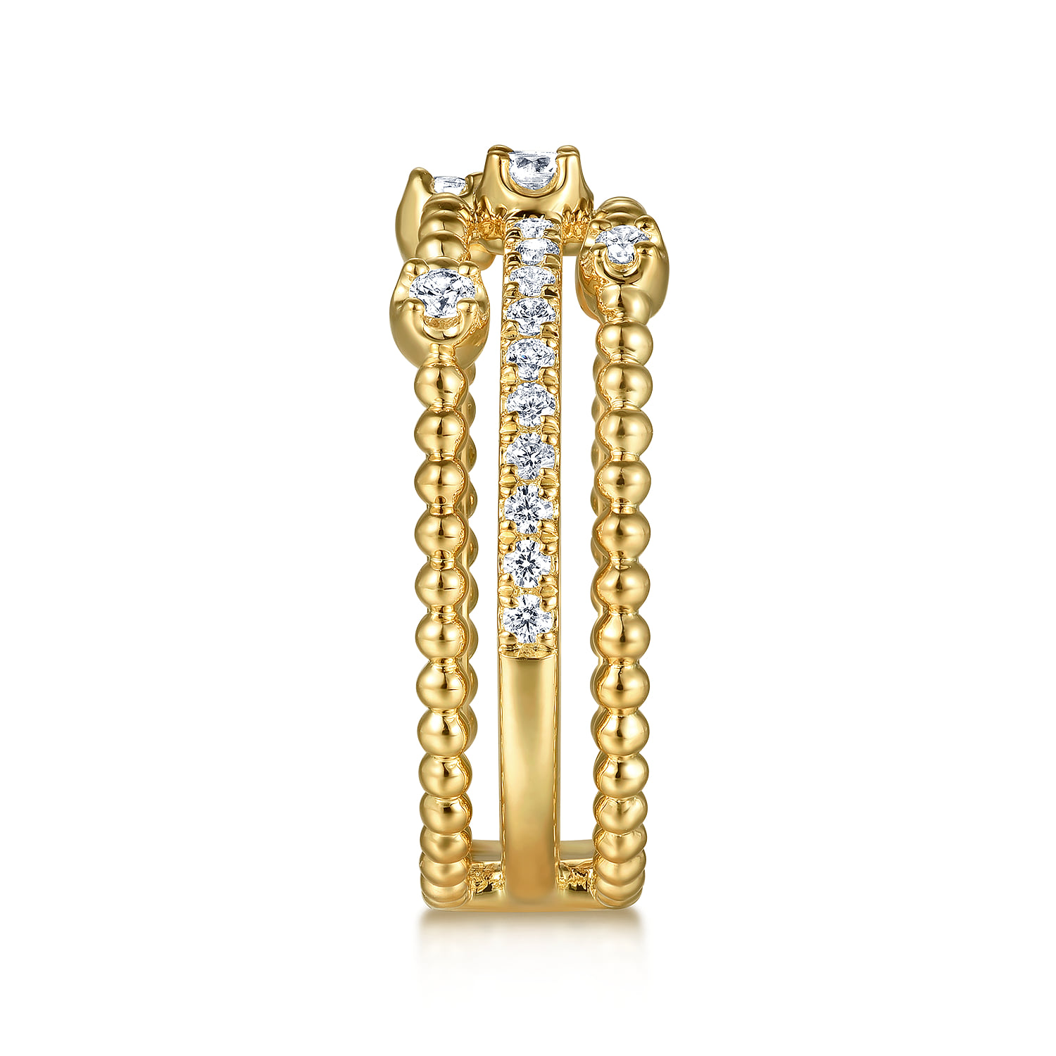 Wide Band Easy-Stack Ring Diamond 0.35ct Bujukan in 14K Yellow Gold, photograph 4