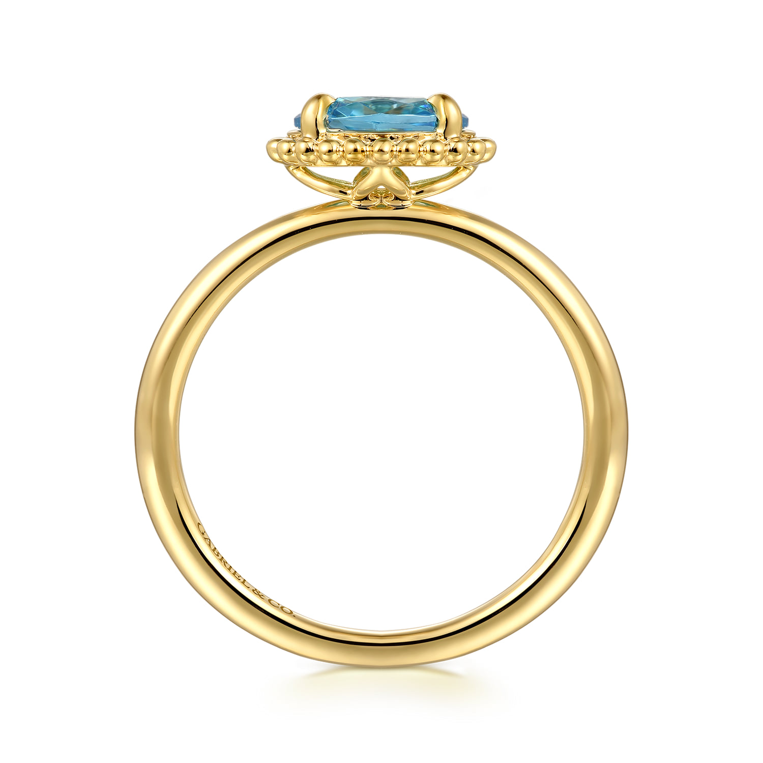Blue Topaz Bujukan Promise Ring in 14K Yellow Gold, photograph 2
