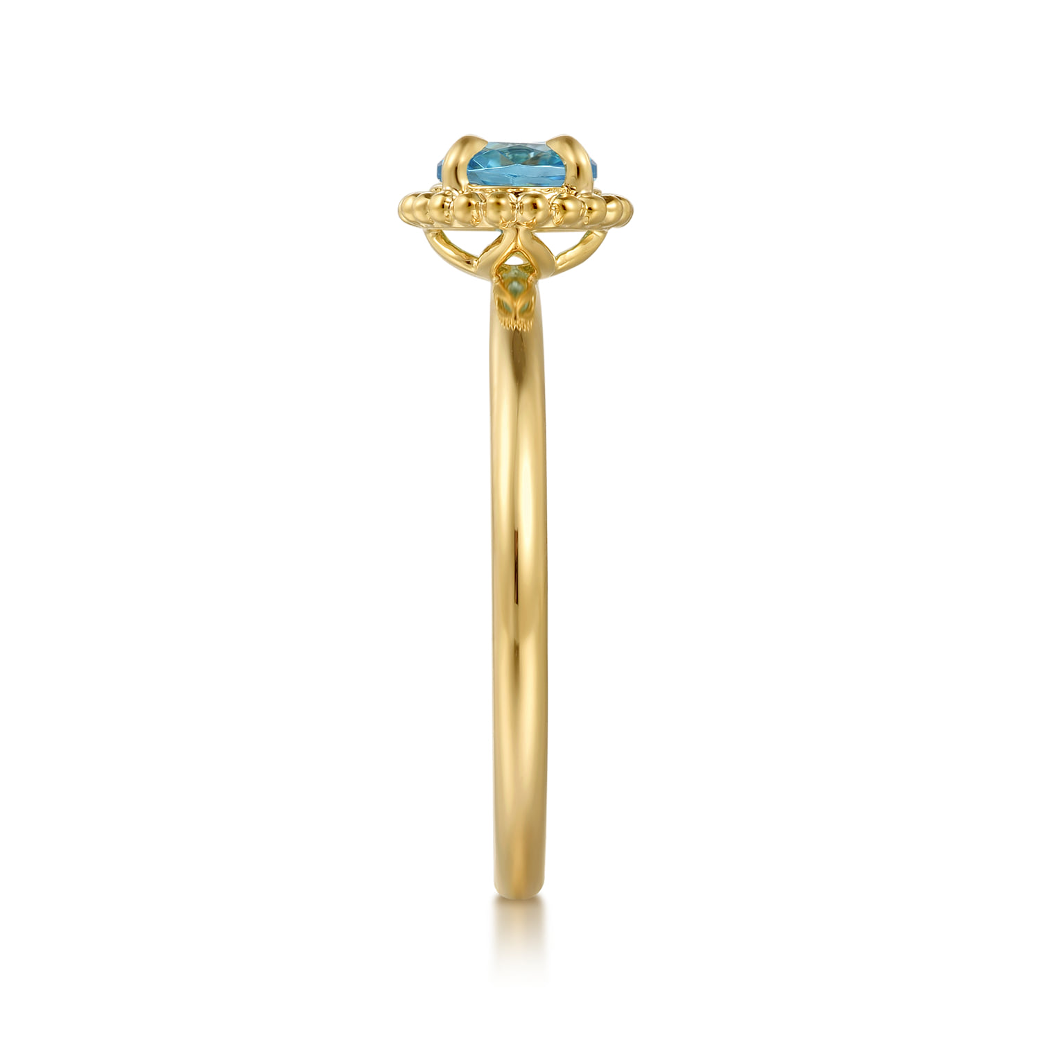 Blue Topaz Bujukan Promise Ring in 14K Yellow Gold, photograph 4