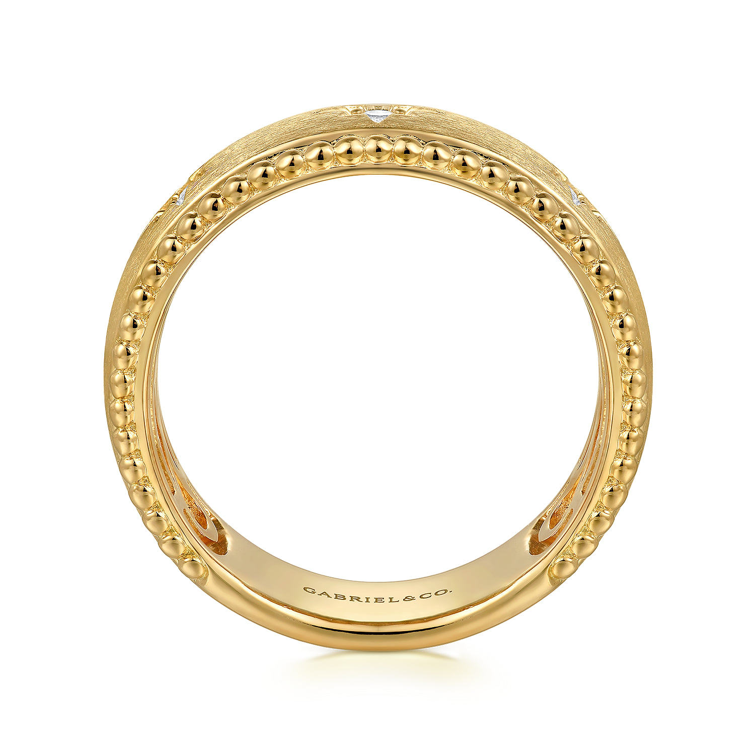 Wide Band Ring Diamond 0.08ct Bujukan in 14K Yellow Gold, photograph 2