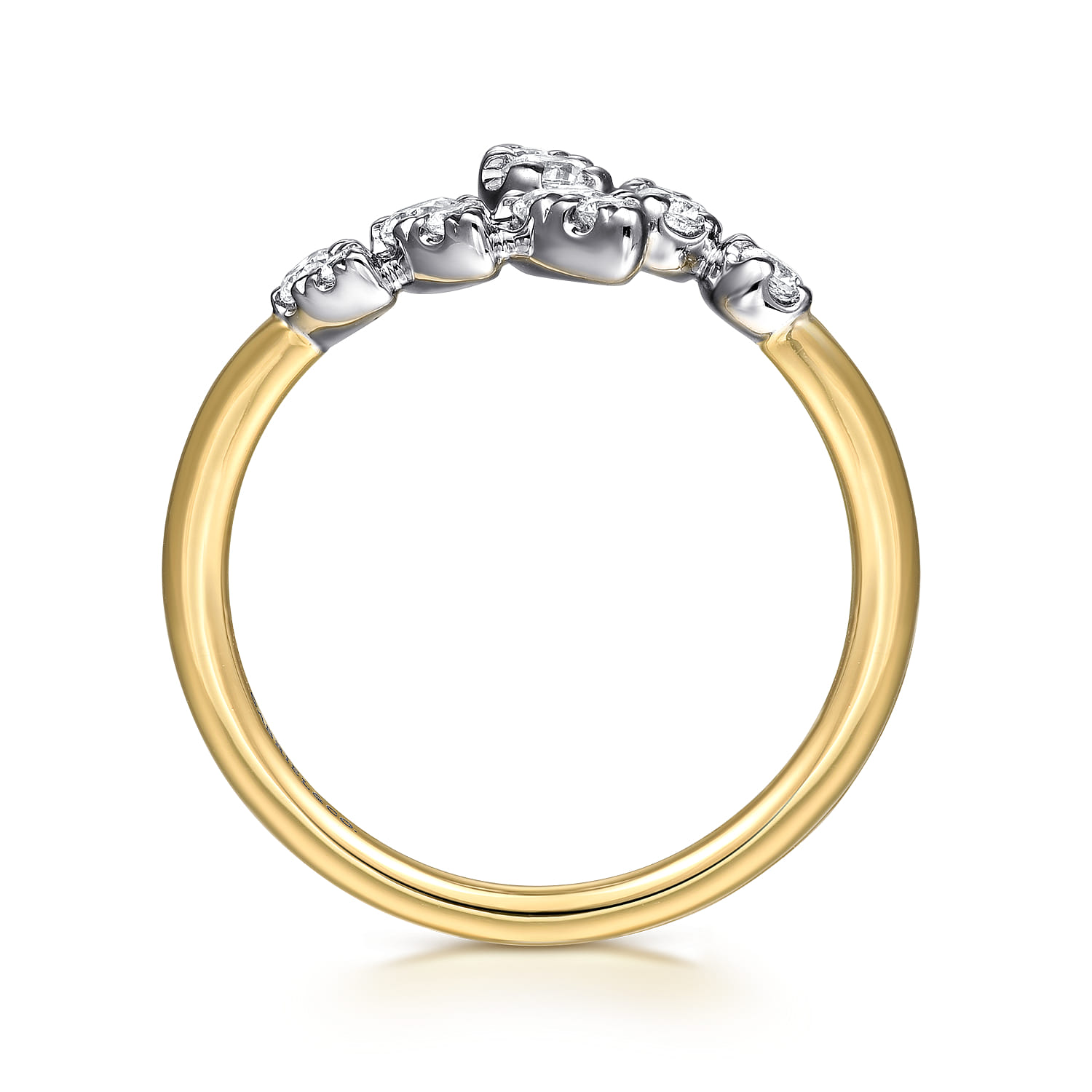 Diamond Bypass Ladies Ring in 14K White/Yellow Gold, photograph 2