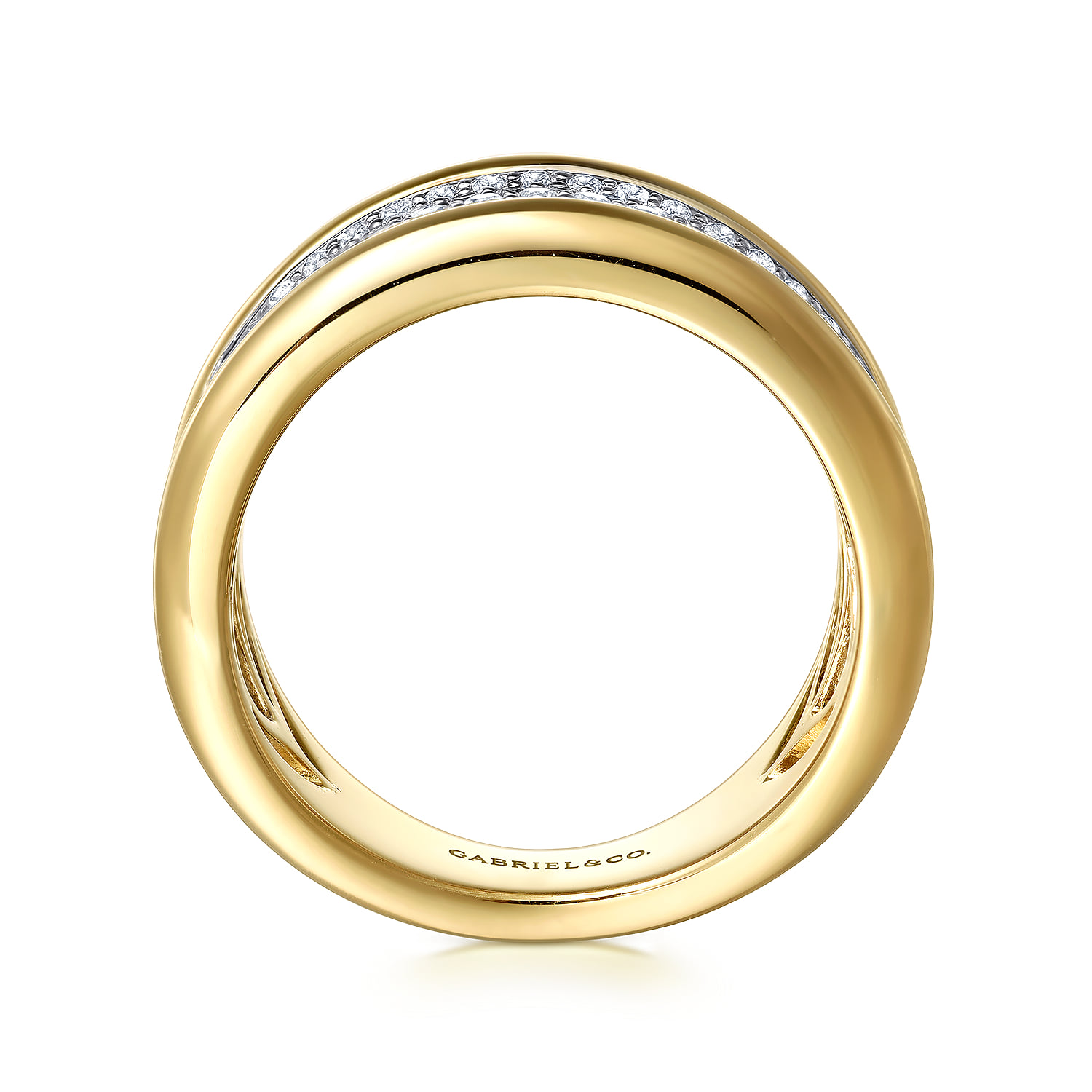 Diamond Wide Band Ring in 14K White/Yellow Gold, photograph 2