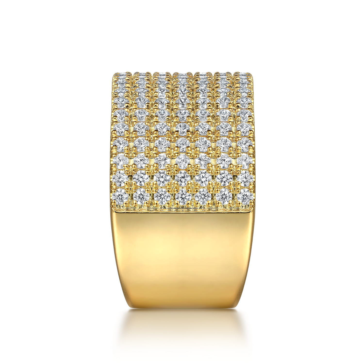 Diamond Wide Band Ladies Ring in 14K Yellow Gold, photograph 4