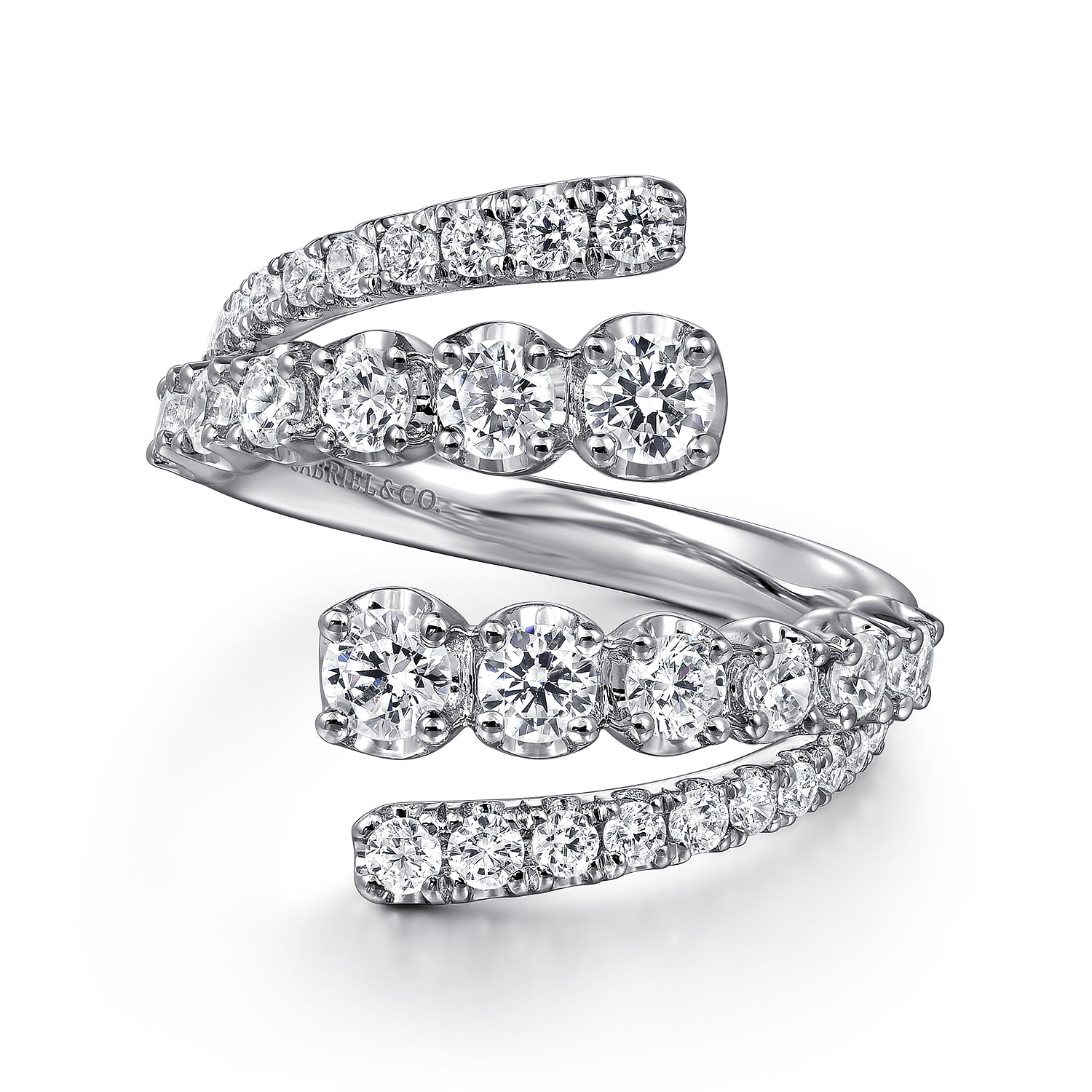 Double Row Diamond Bypass Ladies Ring