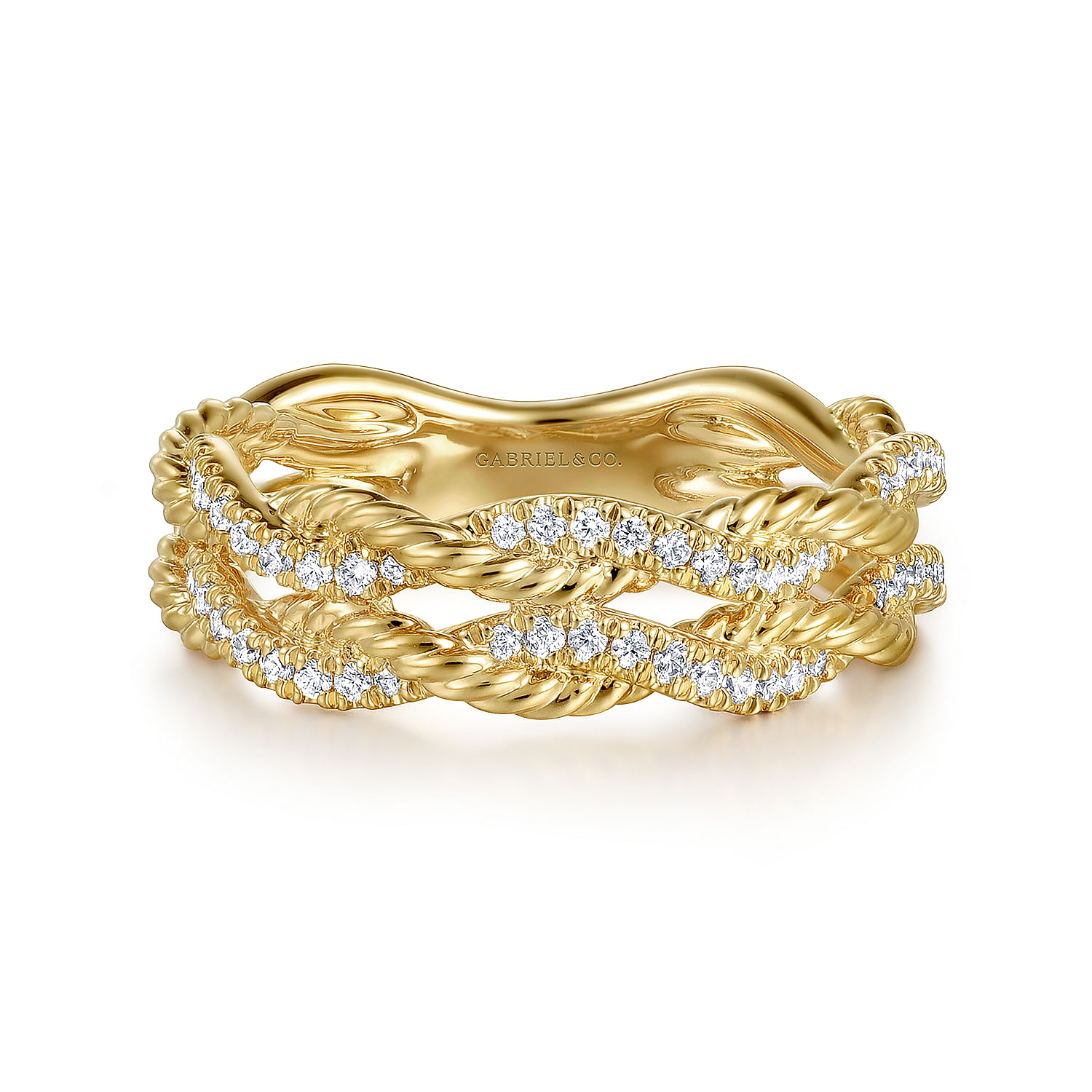 14K Yellow Gold Diamond Twisted Ladies Ring @ $1600. Shop Ladies Rings ...