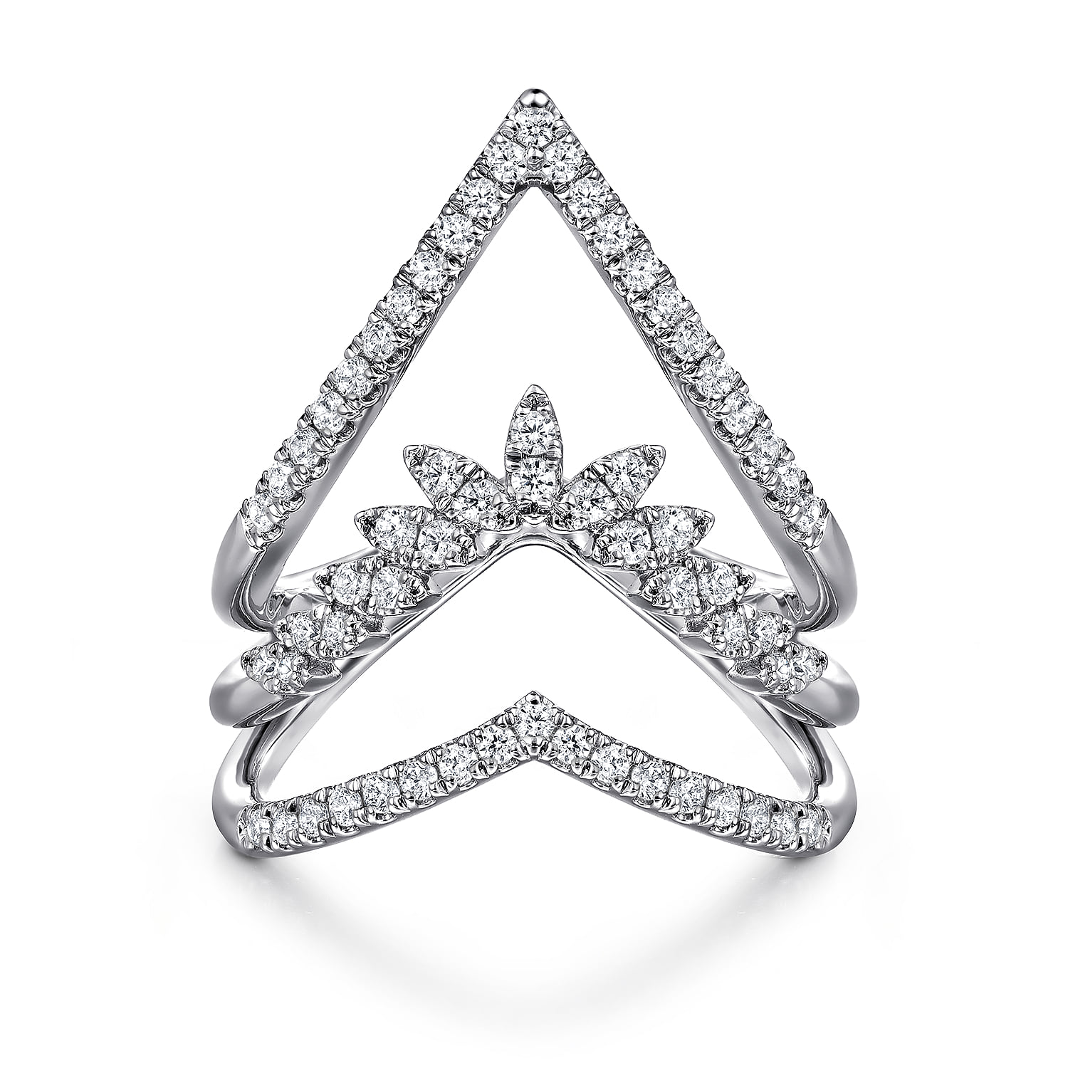 Diamond Triple Row Chevron Ladies Ring