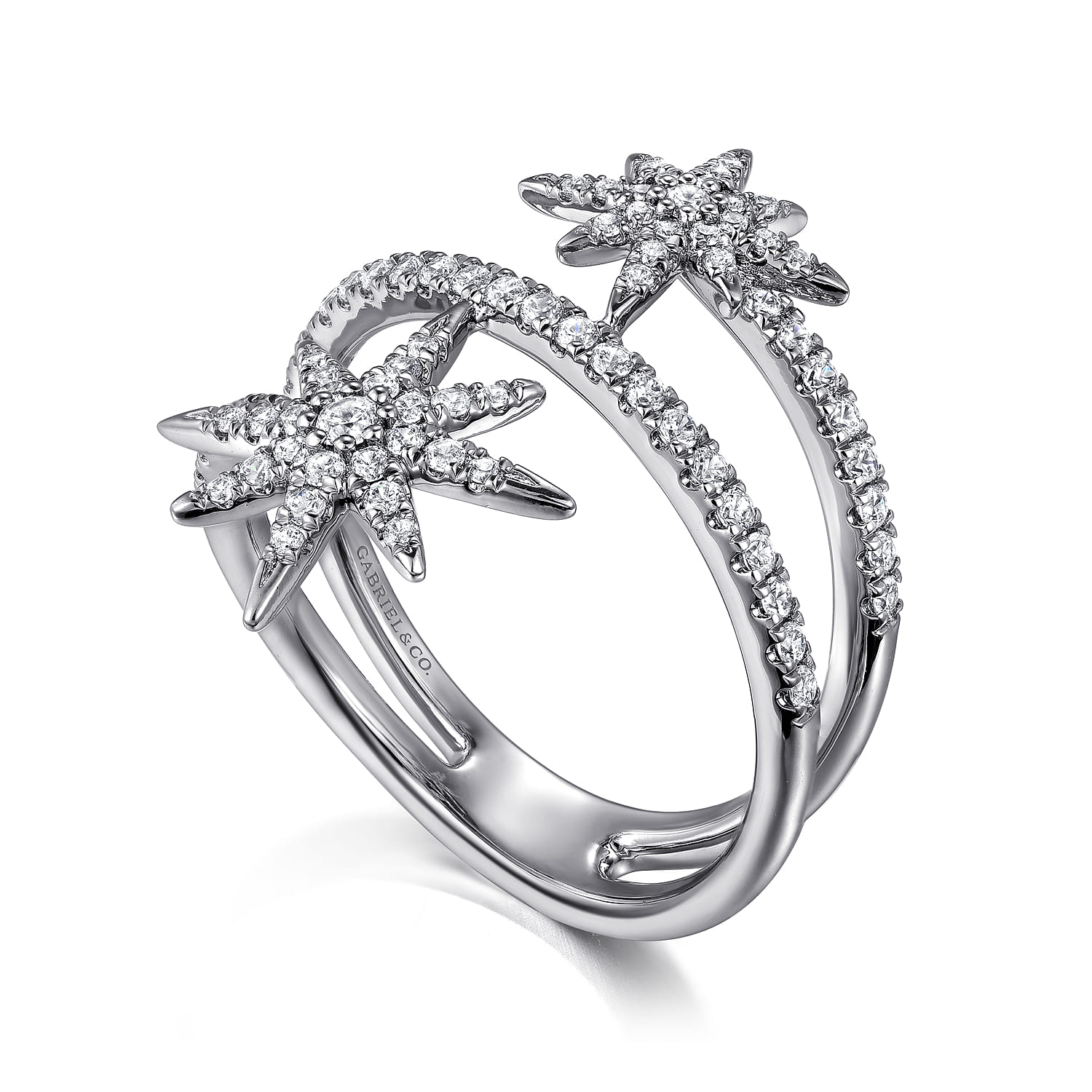Diamond Starburst Wrap Ladies Ring in 14K White Gold, photograph 3