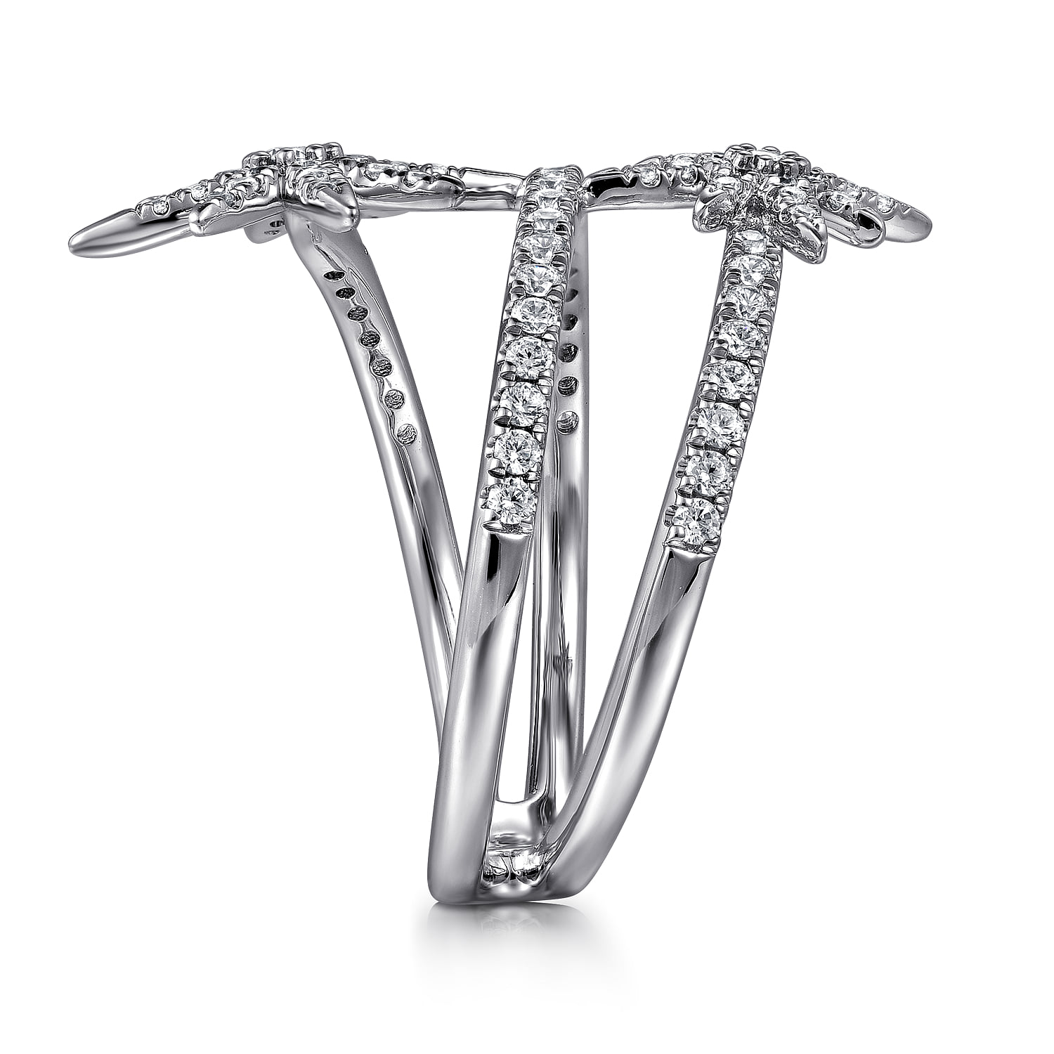 Diamond Starburst Wrap Ladies Ring in 14K White Gold, photograph 4