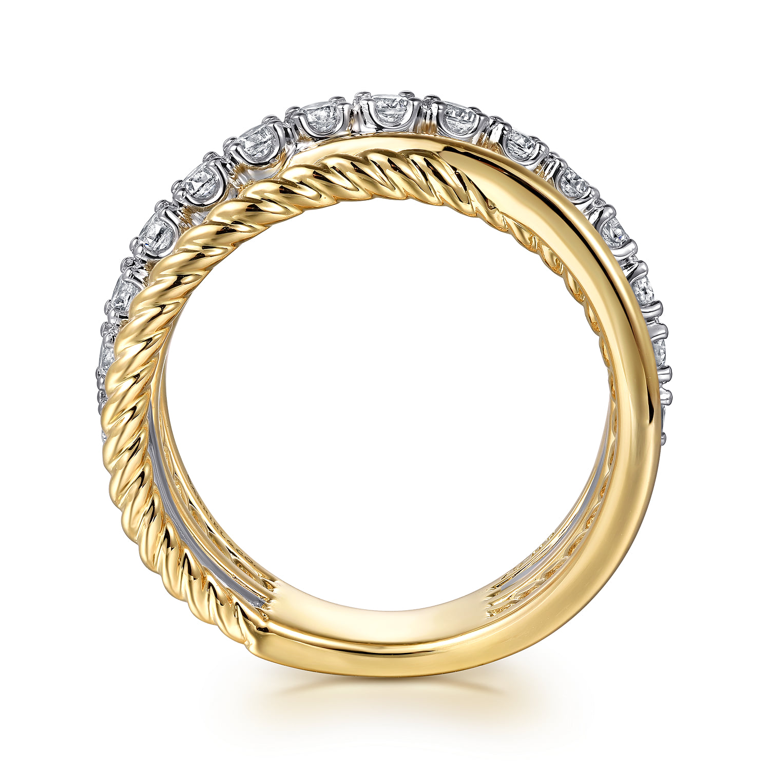 Diamond Rope Twisted Ladies Ring in 14K White/Yellow Gold, photograph 2