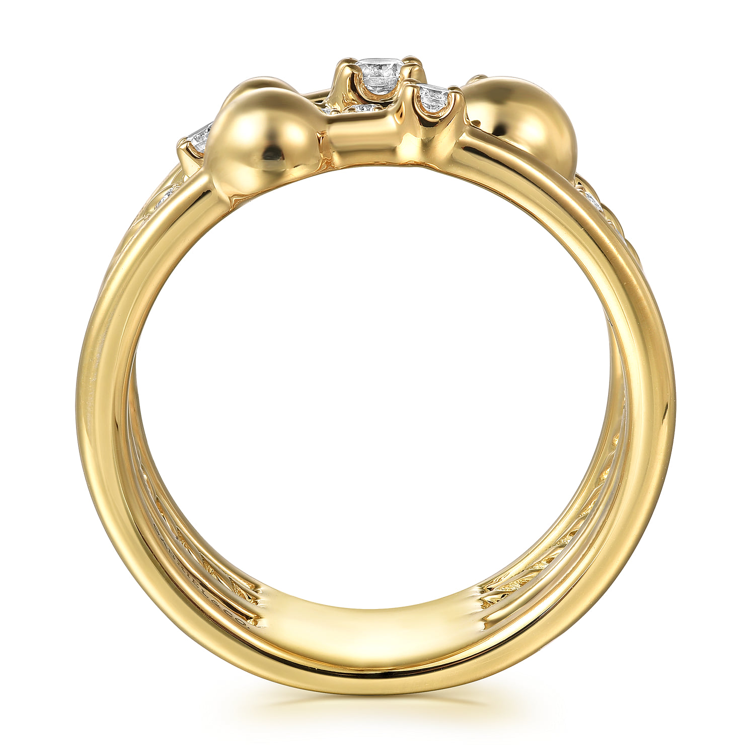 Diamond Rope Easy Stackable Ladies Ring in 14K Yellow Gold, photograph 2