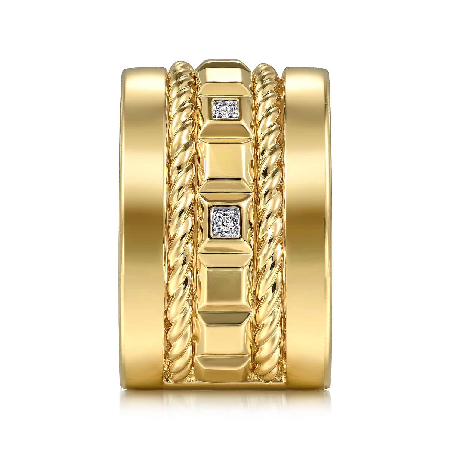 Diamond Rope Easy Stackable Cigar Band in 14K Yellow Gold, photograph 4