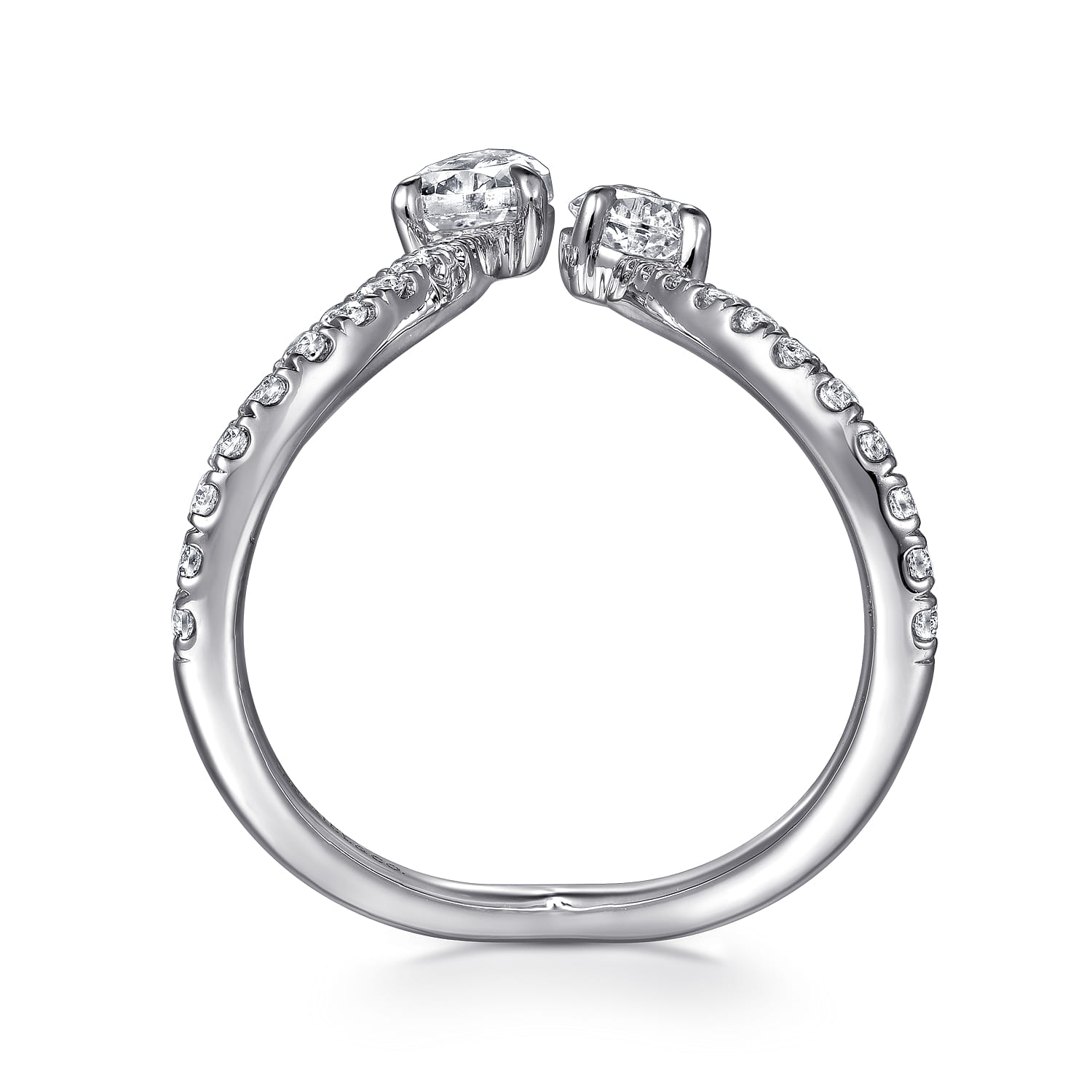 Diamond Open Chevron Ladies Ring in 14K White Gold, photograph 2
