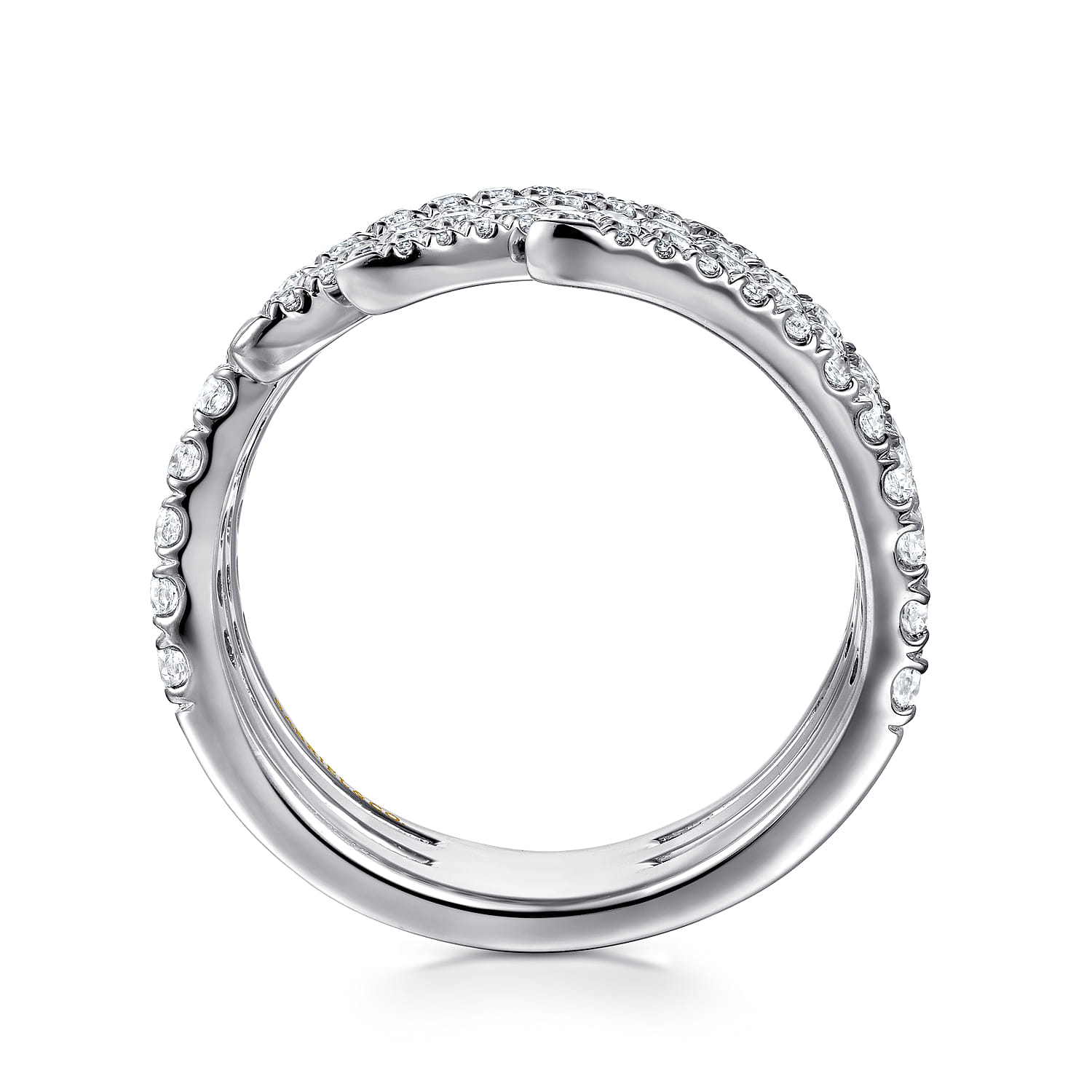 Diamond Spikes Bypass Ladies Ring in 14K White Gold, photograph 2