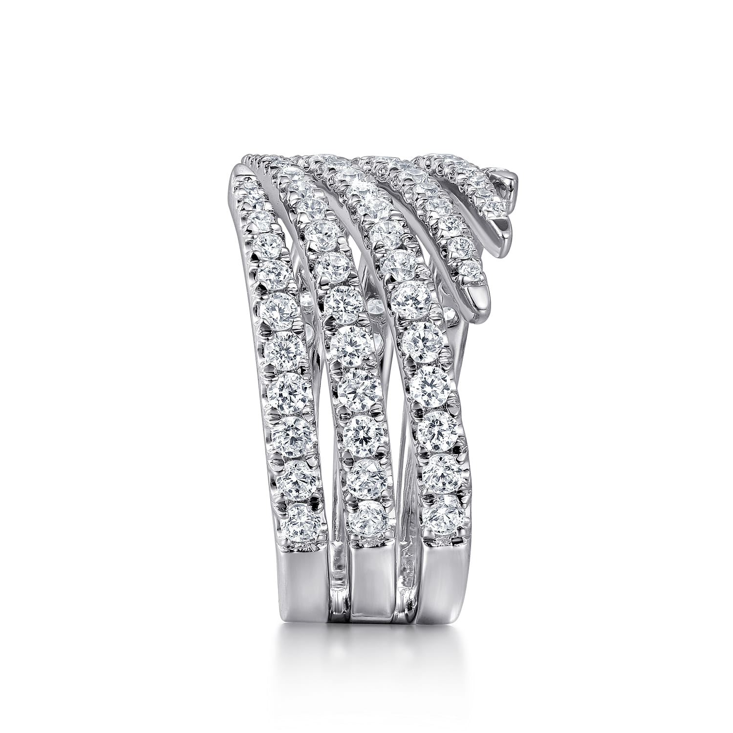 Diamond Spikes Bypass Ladies Ring in 14K White Gold, photograph 4