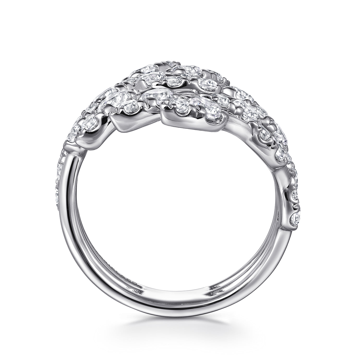 Diamond Spikes Bypass Ladies Ring in 14K White Gold, photograph 2