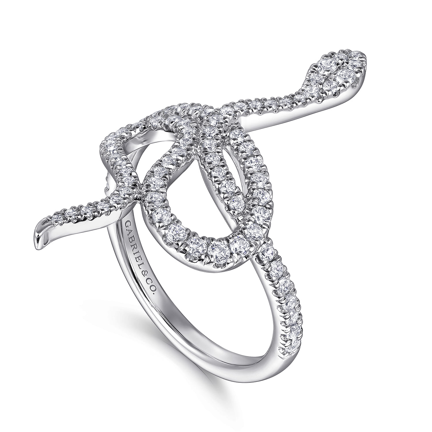 Diamond Snake Ladies Ring in 14K White Gold, photograph 3