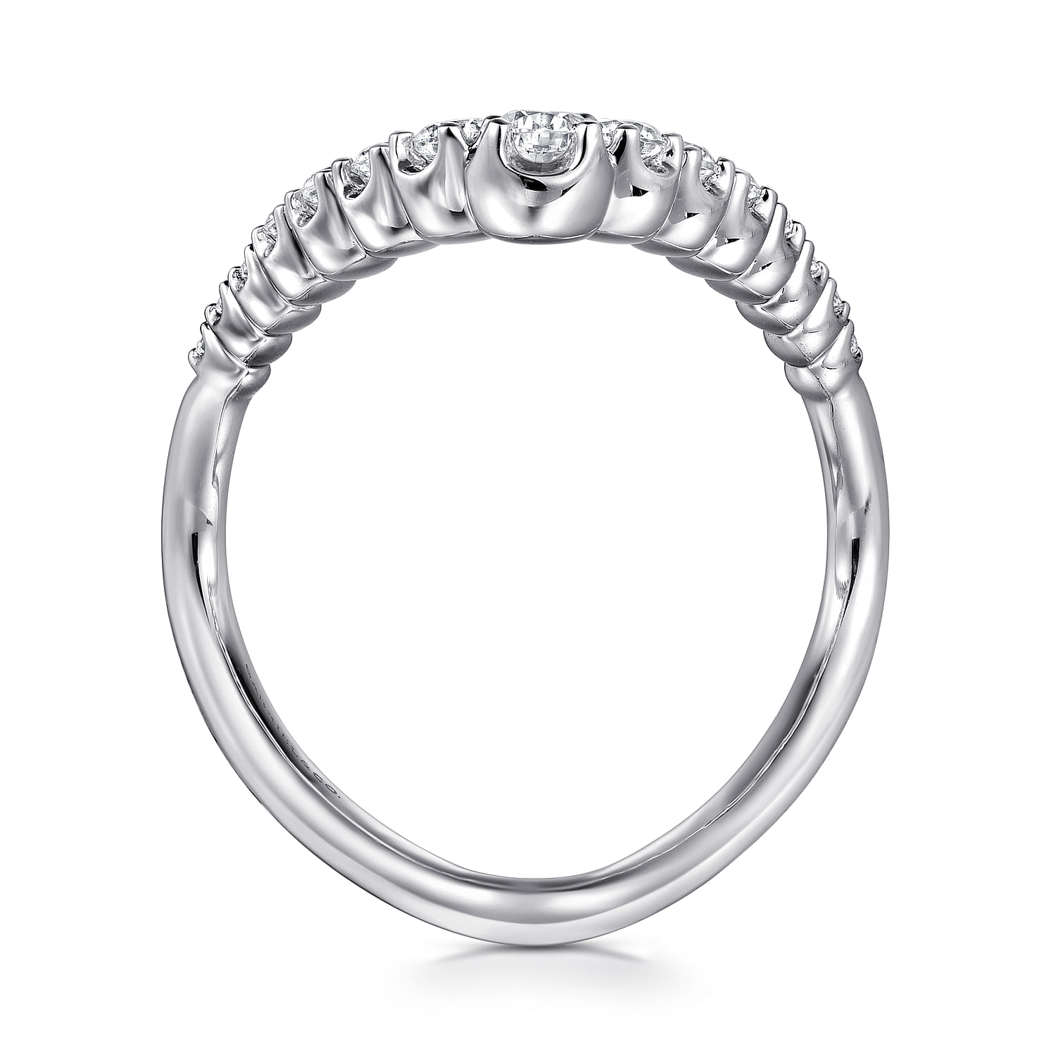 Diamond Chevron Ladies Ring in 14K White Gold, photograph 2