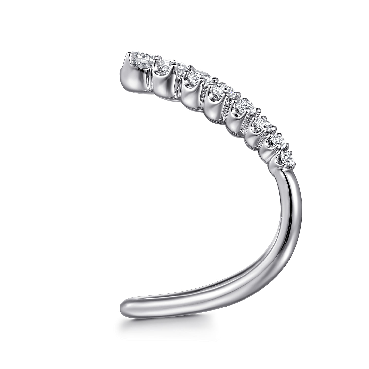 Diamond Chevron Ladies Ring in 14K White Gold, photograph 4