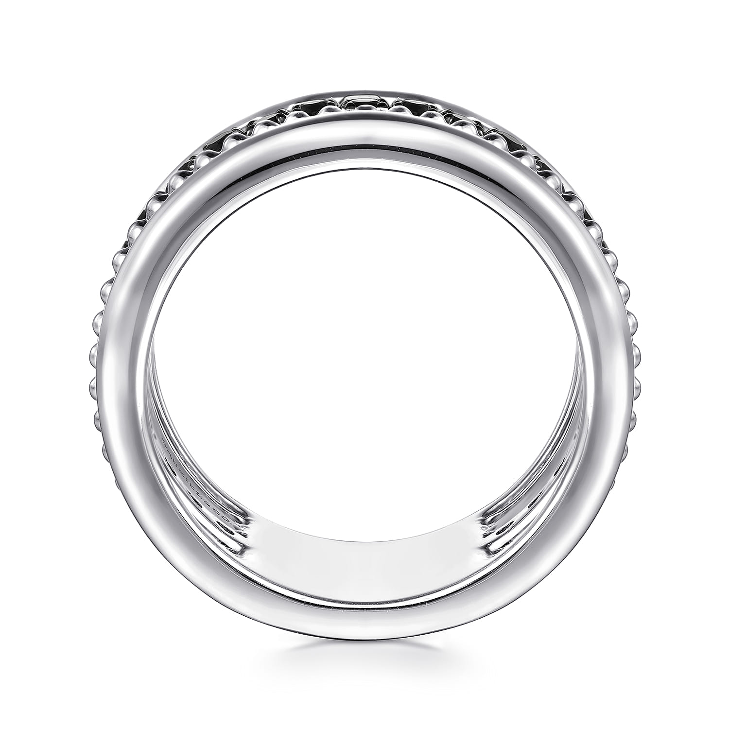 Bujukan Black Spinel and Pyramid Multi Row Easy Stackable Ladies Ring in Sterling Silver, photograph 2