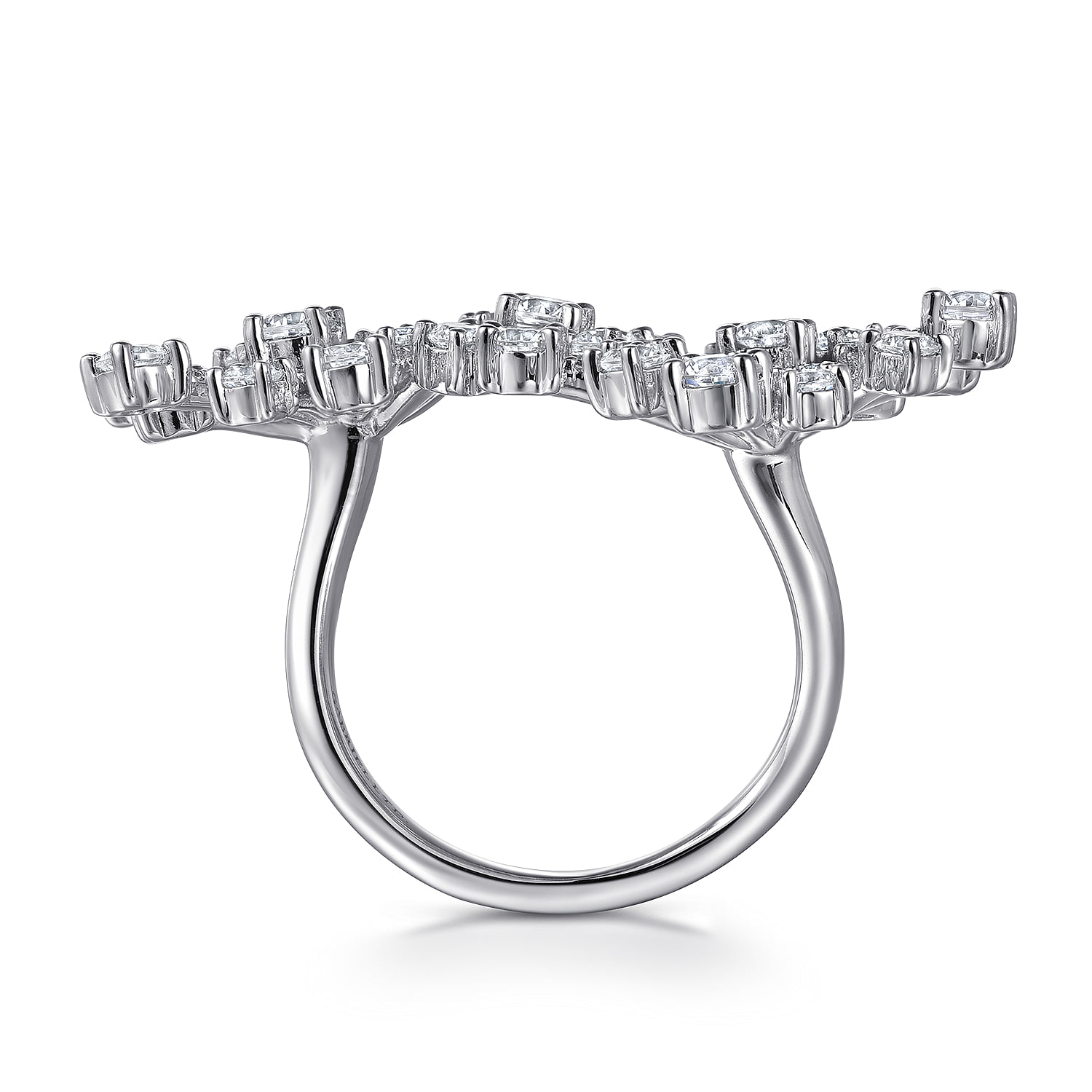 Diamond Floral Open Ladies Ring in 18K White Gold, photograph 2
