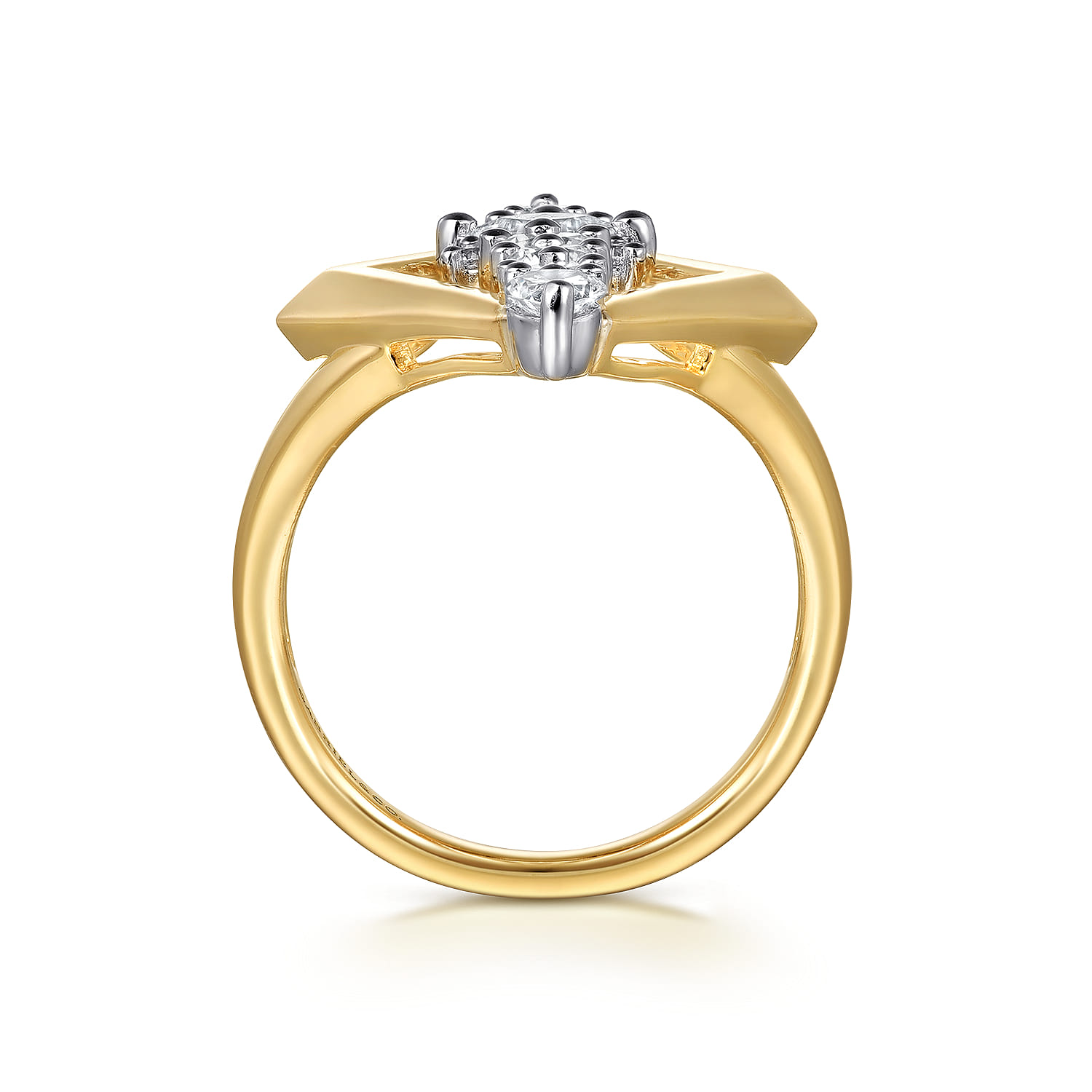 Diamond Shape Ladies Ring in 18K White/Yellow Gold, photograph 2