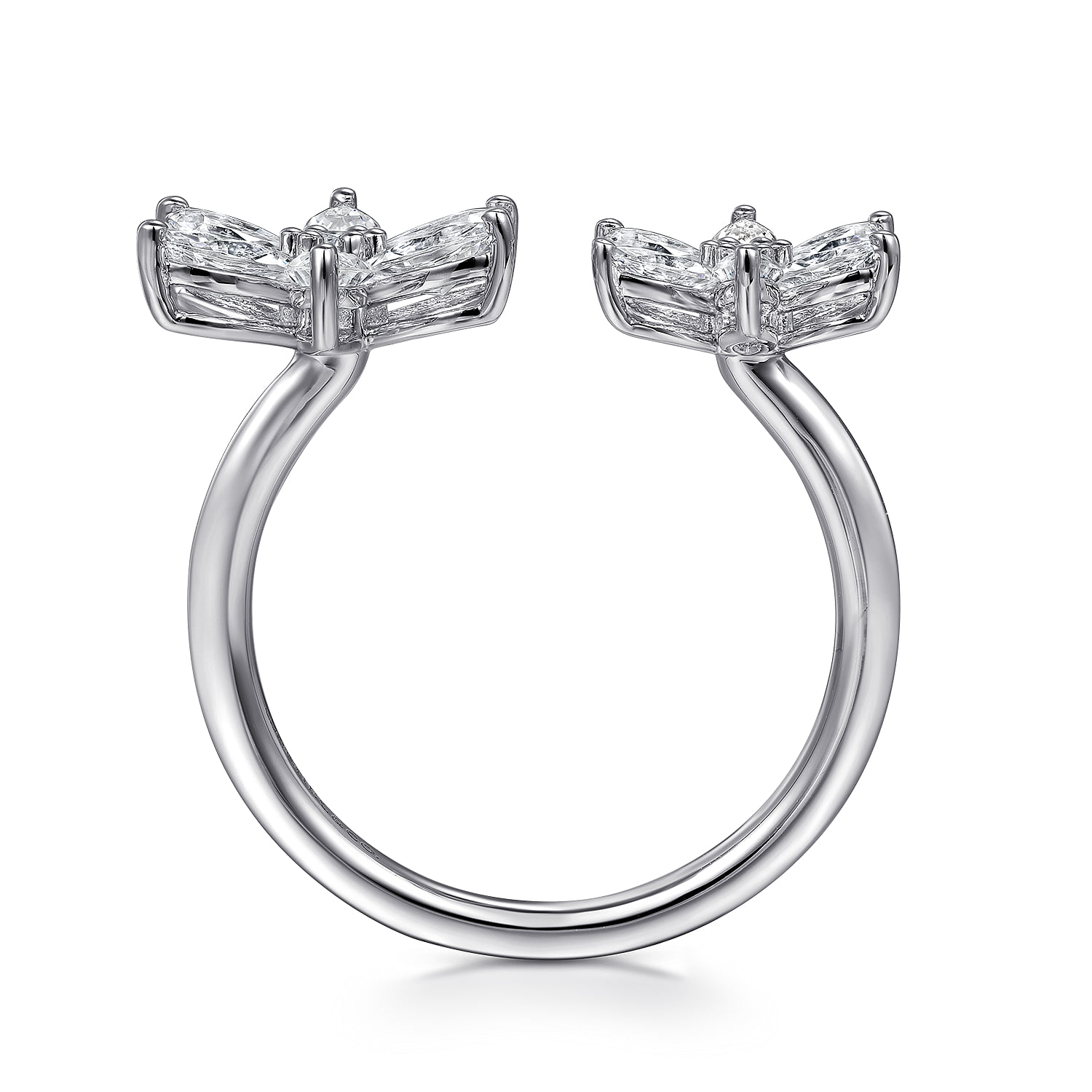 Diamond Floral Open Ladies Ring in 18K White Gold, photograph 2