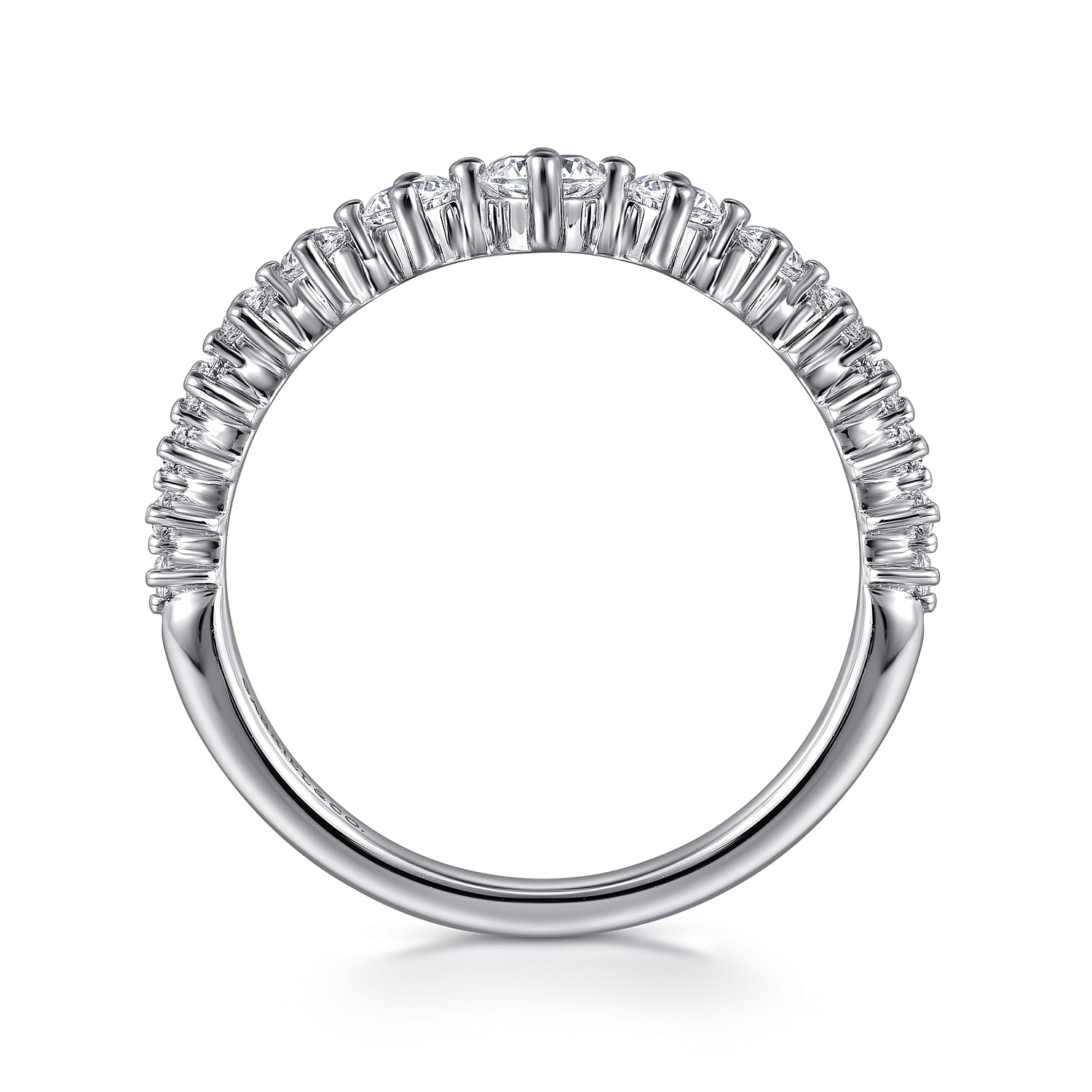 Graduating Diamond Classic Ladies Ring in 14K White Gold, photograph 2