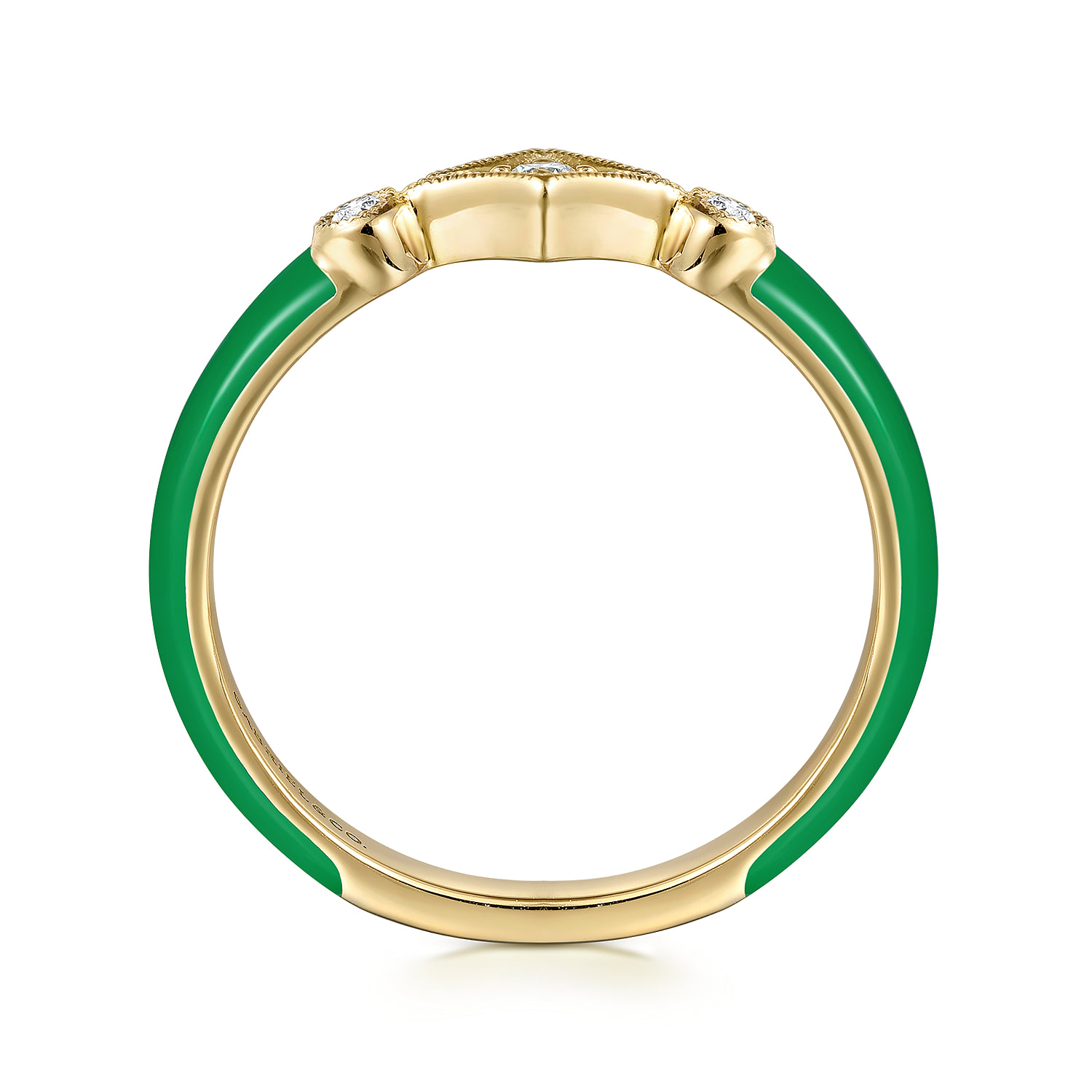 Diamond Split Stackable with Enamel in 14K Yellow Gold, photograph 2
