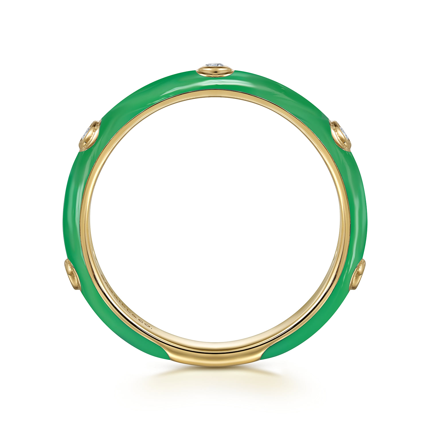 Diamond Split Stackable with Enamel in 14K Yellow Gold, photograph 2